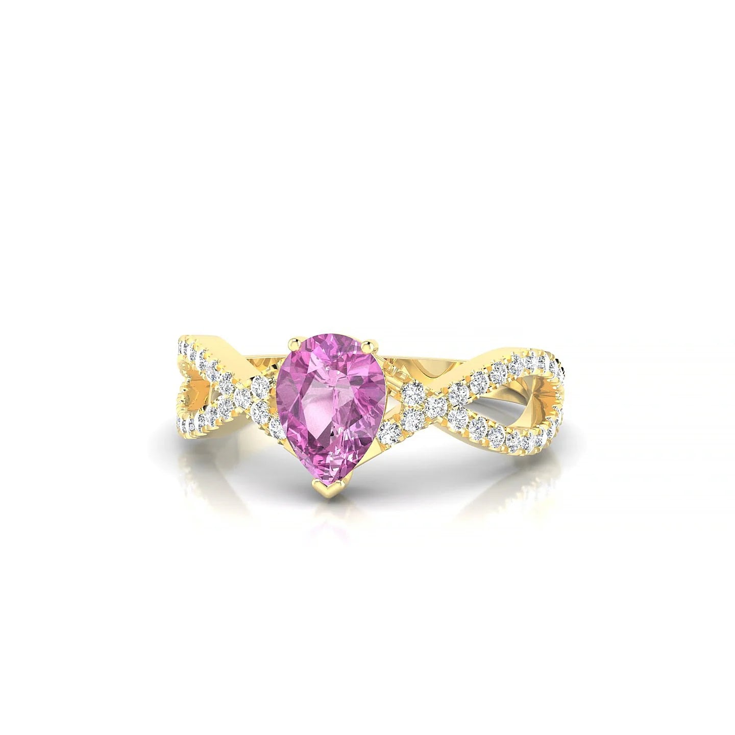Haze | 18k Yellow Gold 7 x 5 mm Pear Pink Sapphire Ring