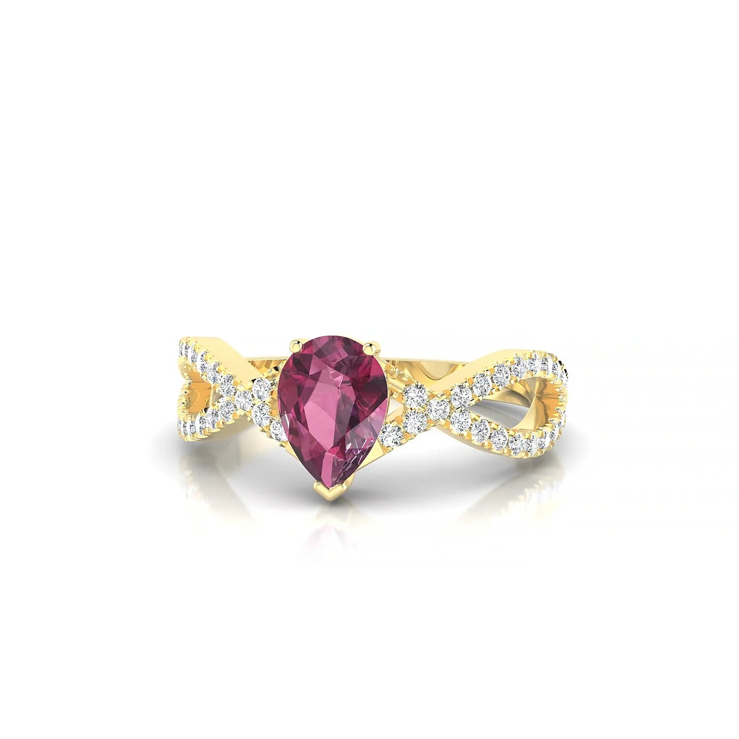 Haze | 18k Yellow Gold 7 x 5 mm Pear Rhodolite Ring