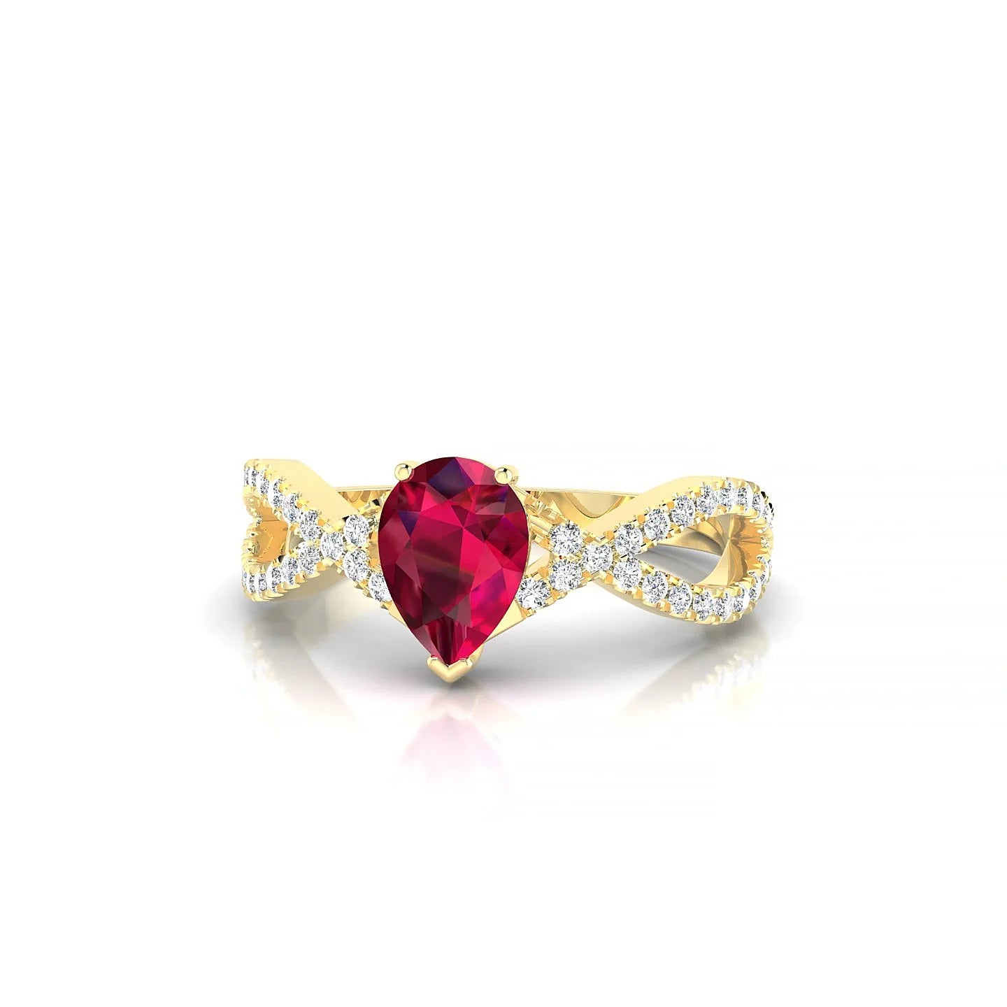 Haze | 18k Yellow Gold 7 x 5 mm Pear Ruby Ring