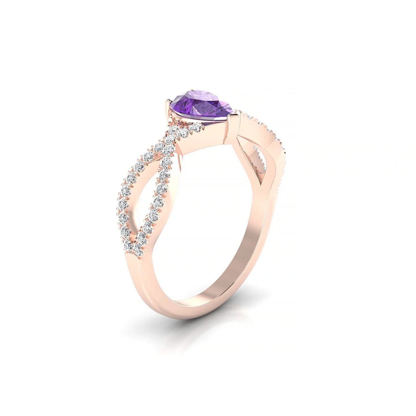 Haze | 18k Rose Gold 7 x 5 mm Pear Amethyst Ring