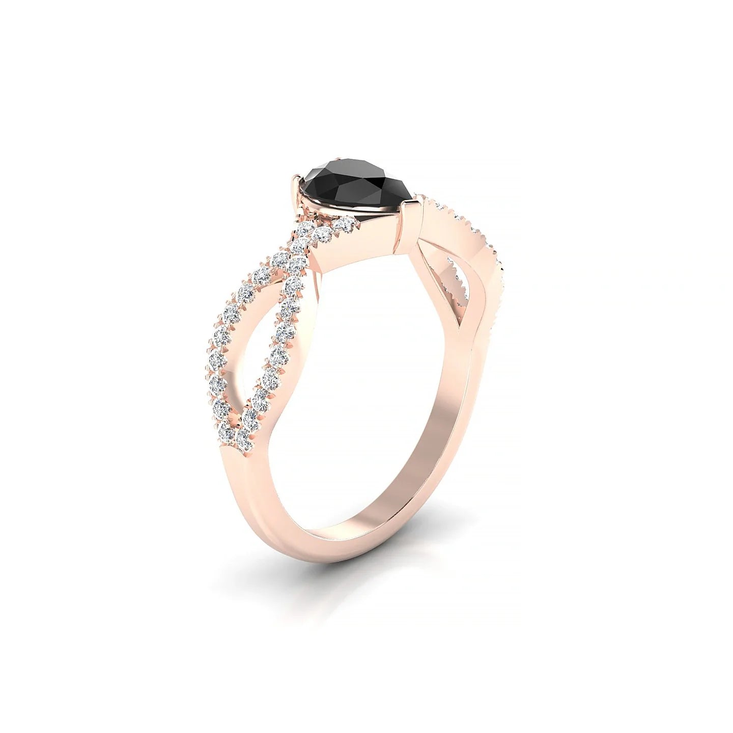 Haze | 18k Rose Gold 7 x 5 mm Pear Black Diamond Ring