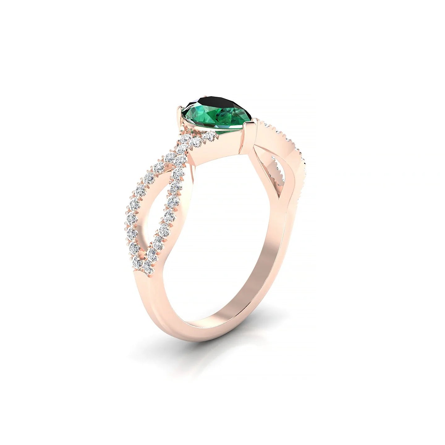 Haze | 18k Rose Gold 7 x 5 mm Pear Emerald Ring