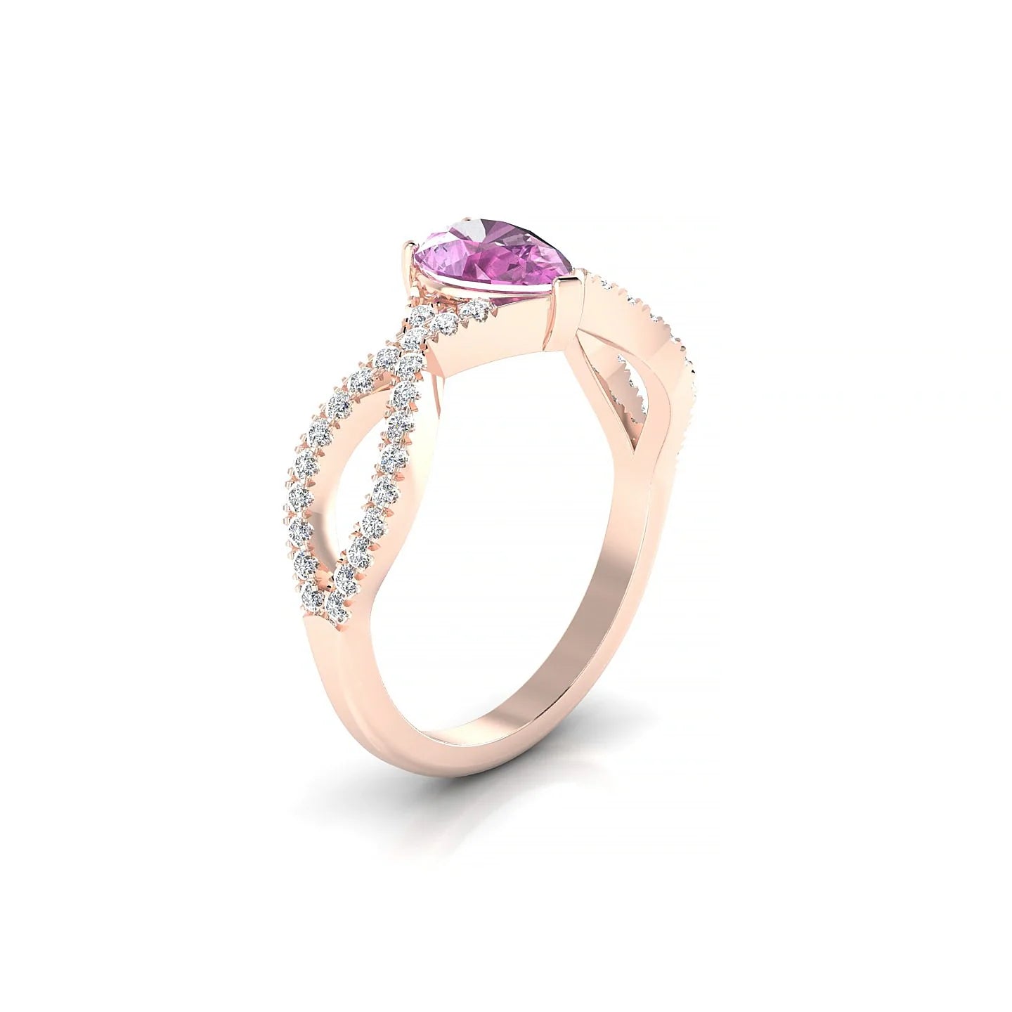 Haze | 18k Rose Gold 7 x 5 mm Pear Pink Sapphire Ring