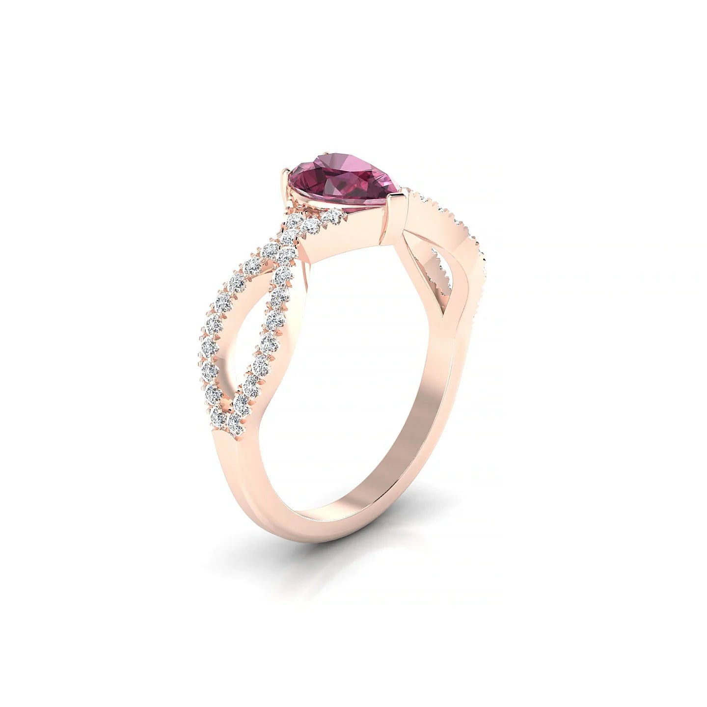Haze | 18k Rose Gold 7 x 5 mm Pear Rhodolite Ring