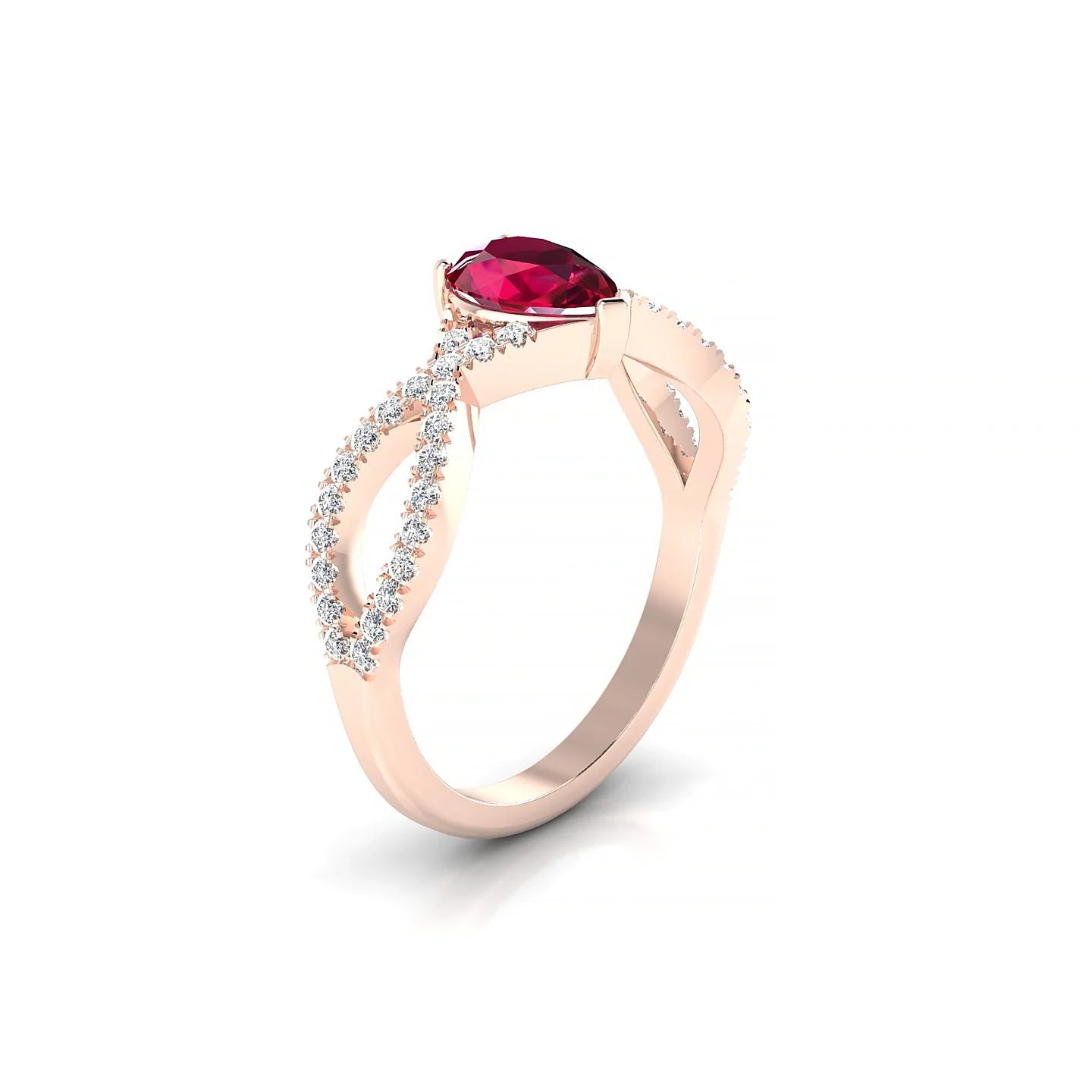 Haze | 18k Rose Gold 7 x 5 mm Pear Ruby Ring