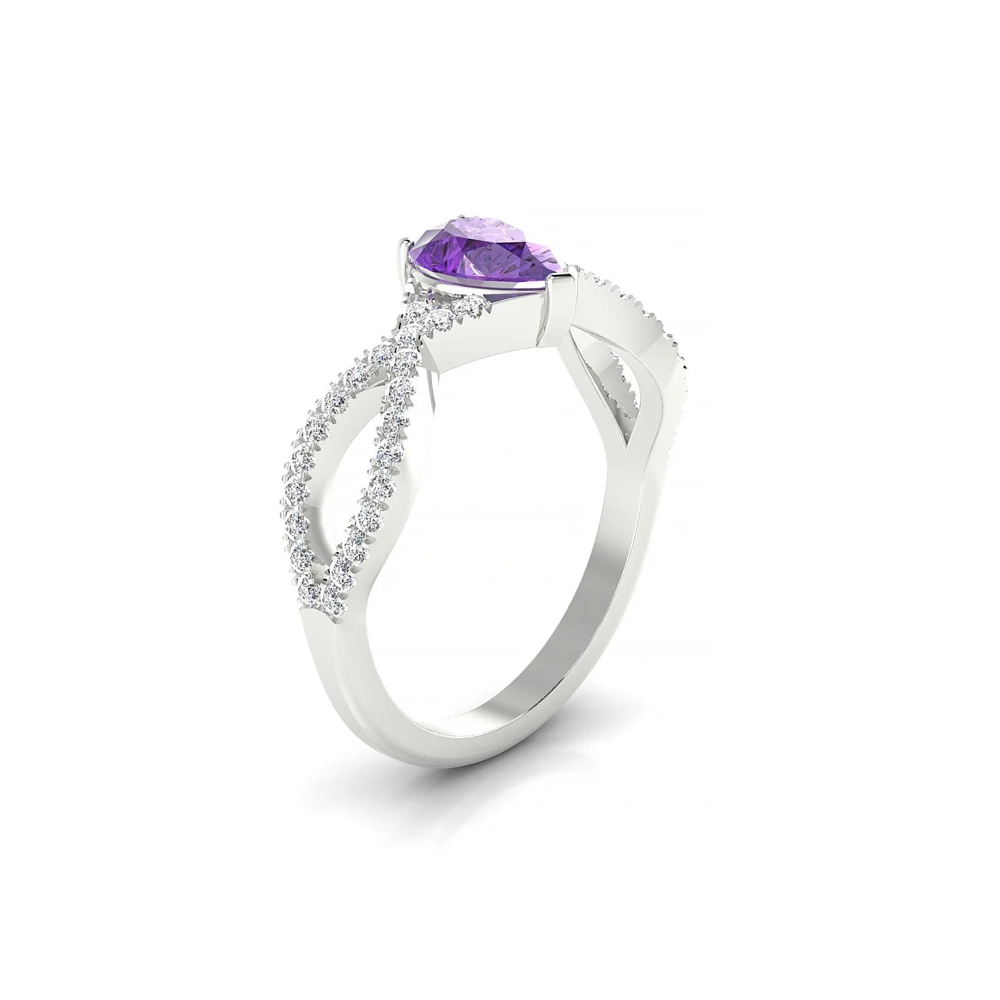 Haze | 18k White Gold 7 x 5 mm Pear Amethyst Ring