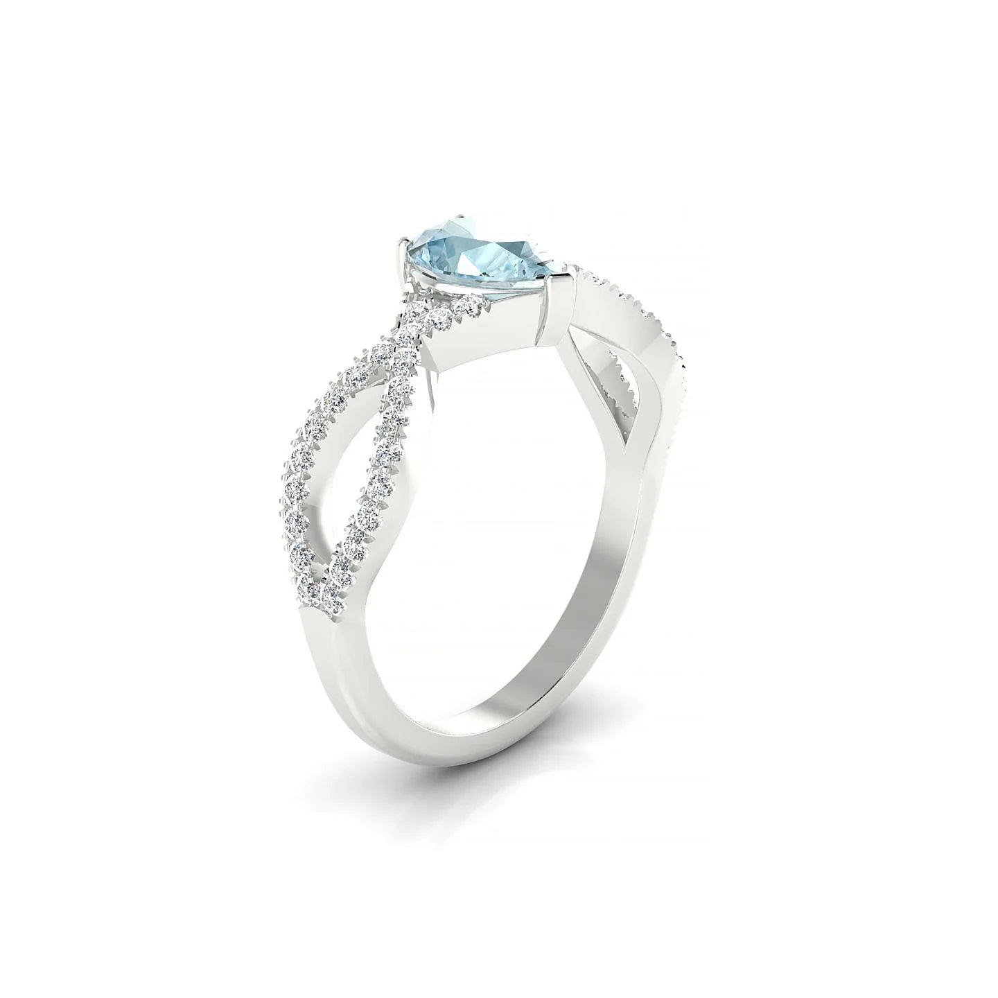 Haze | 18k White Gold 7 x 5 mm Pear Aquamarine Ring
