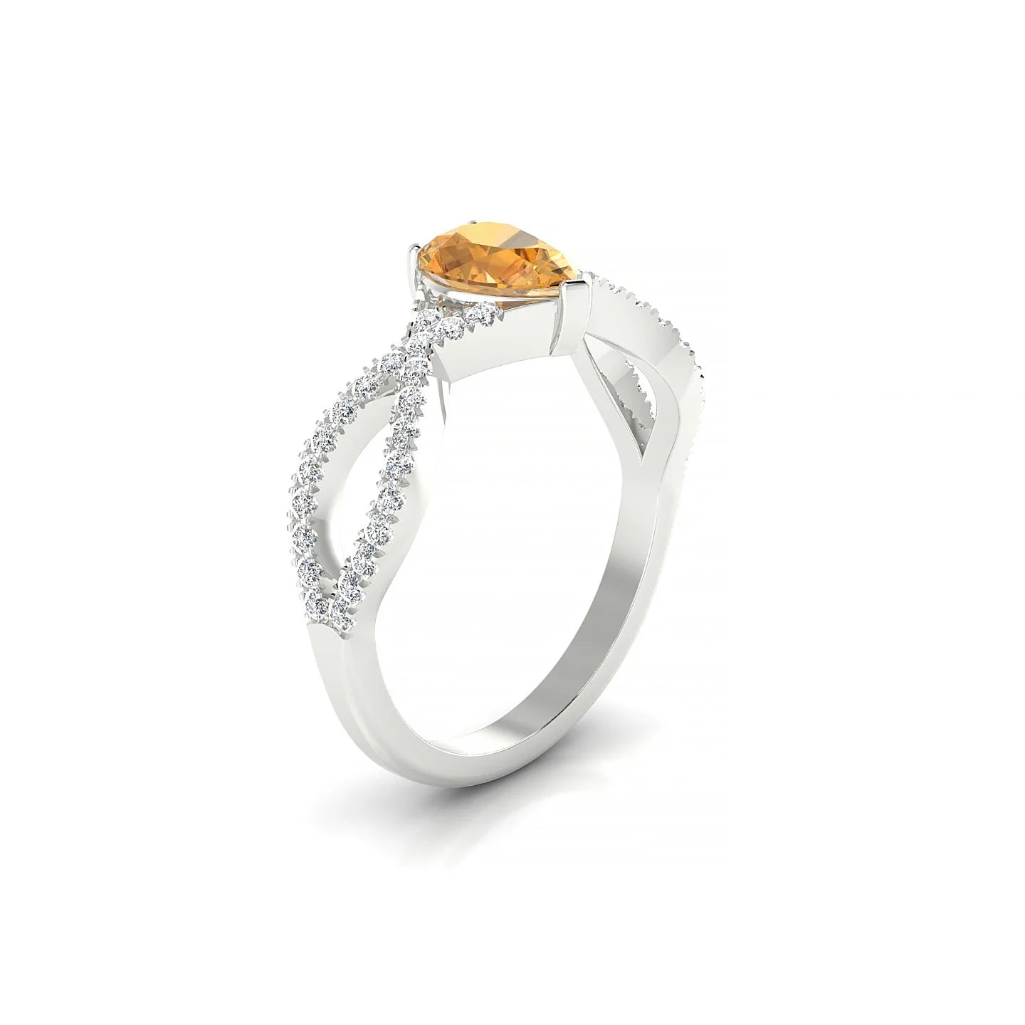 Haze | 18k White Gold 7 x 5 mm Pear Citrine Ring