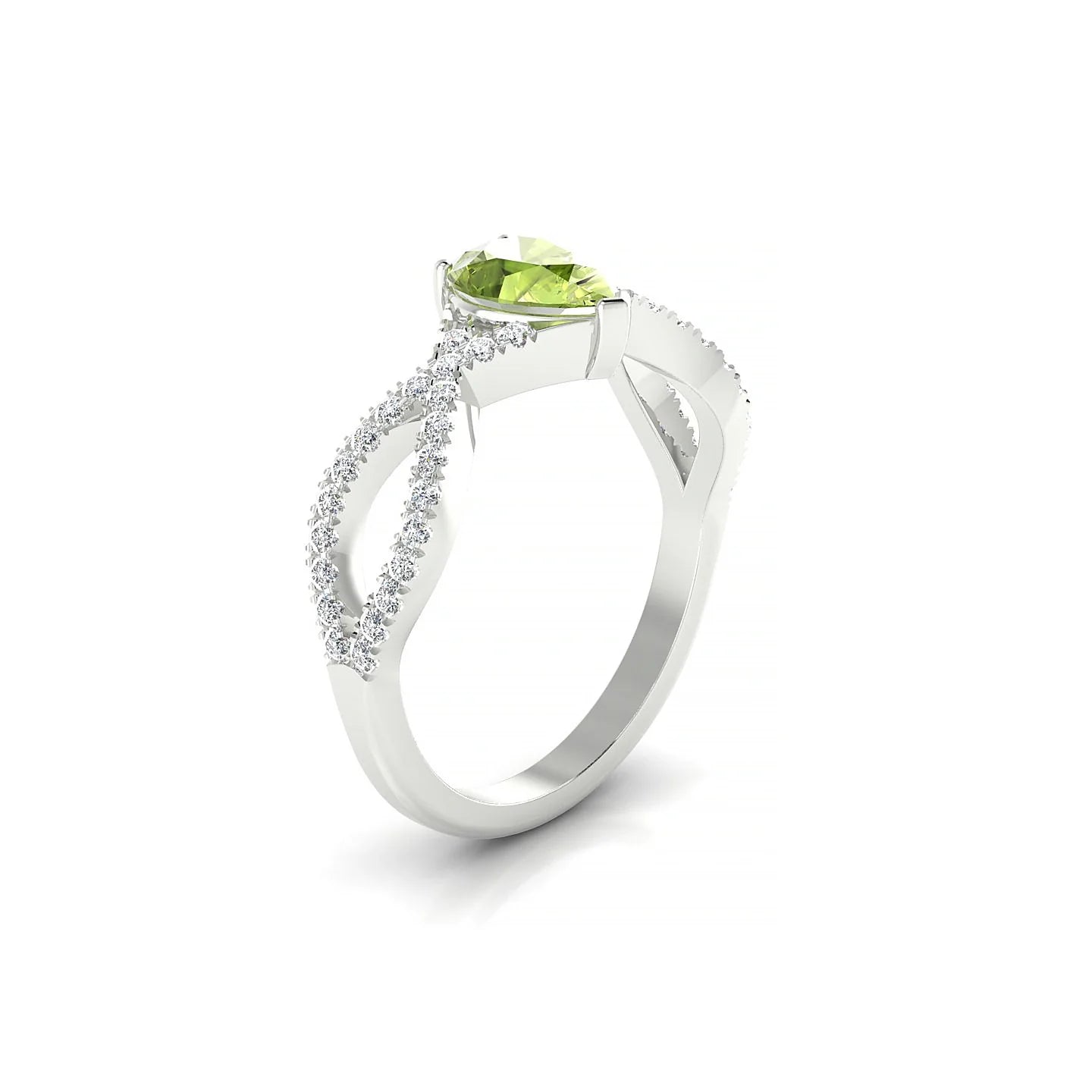 Haze | 18k White Gold 7 x 5 mm Pear Peridot Ring