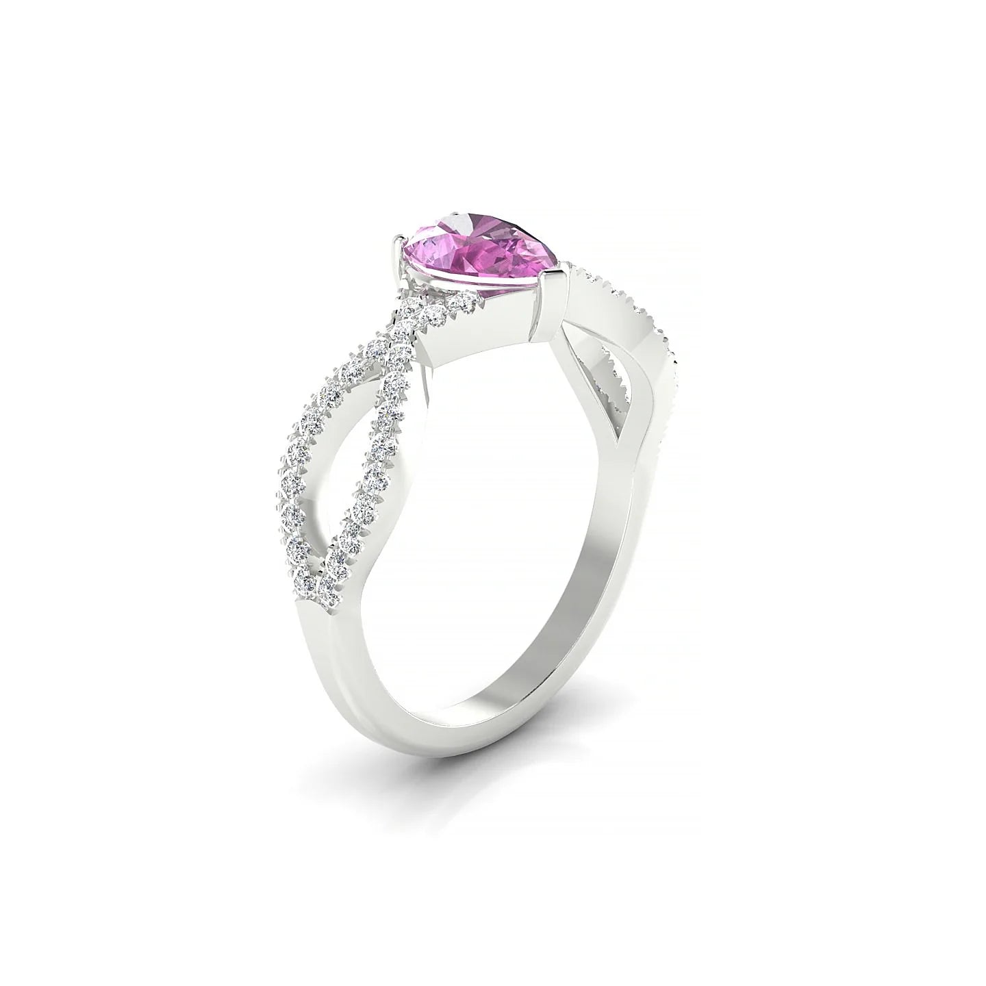 Haze | 18k White Gold 7 x 5 mm Pear Pink Sapphire Ring