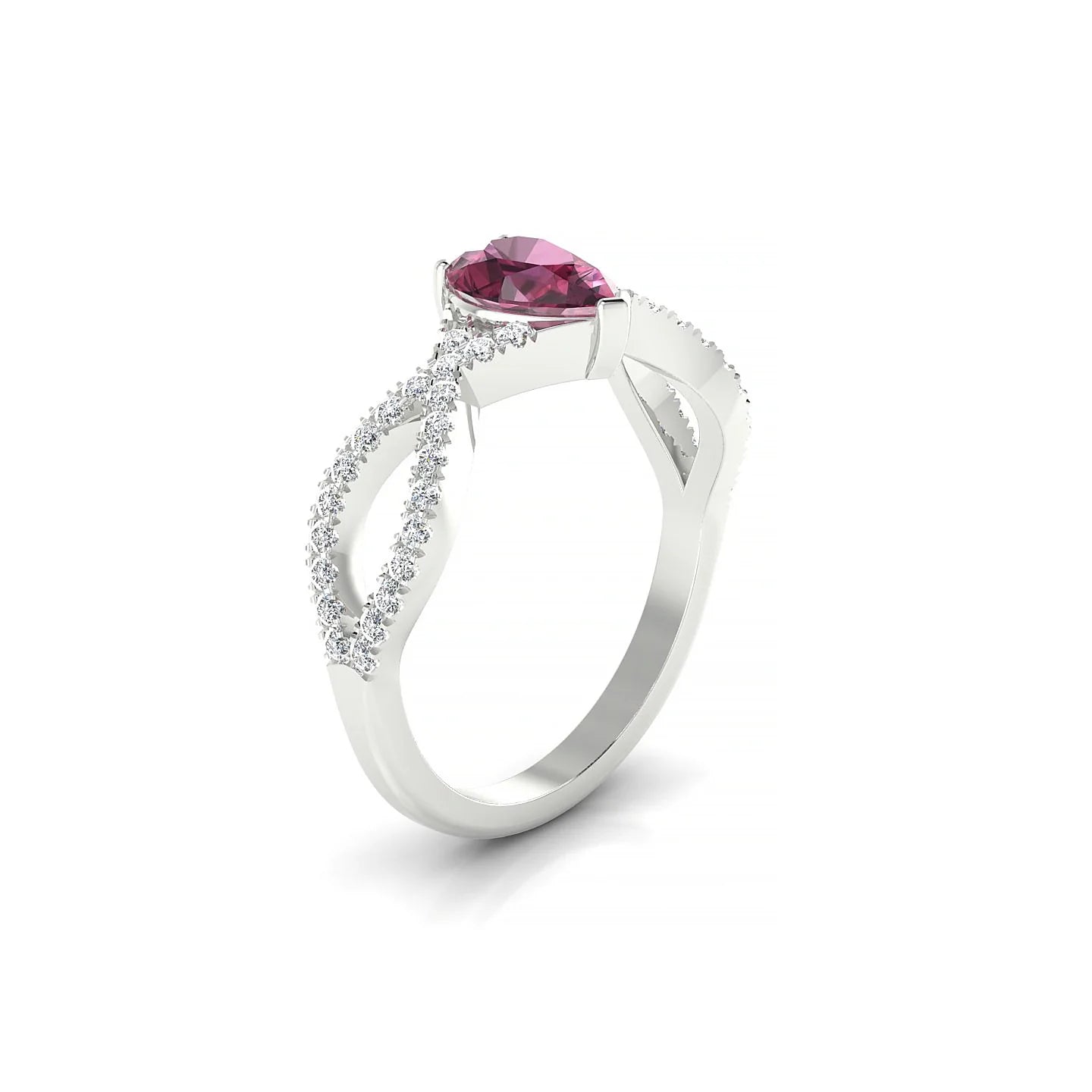Haze | 18k White Gold 7 x 5 mm Pear Rhodolite Ring