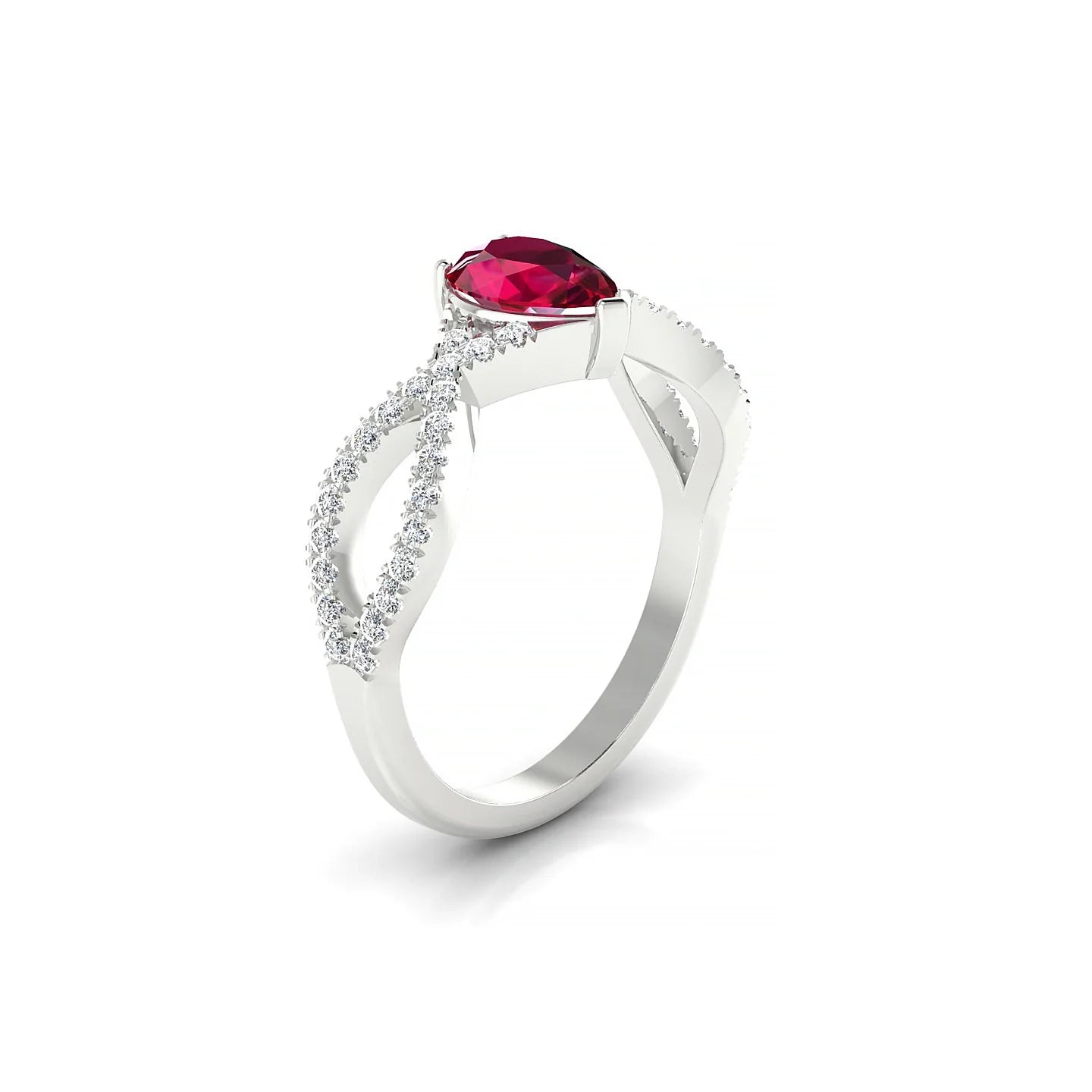 Haze | 18k White Gold 7 x 5 mm Pear Ruby Ring