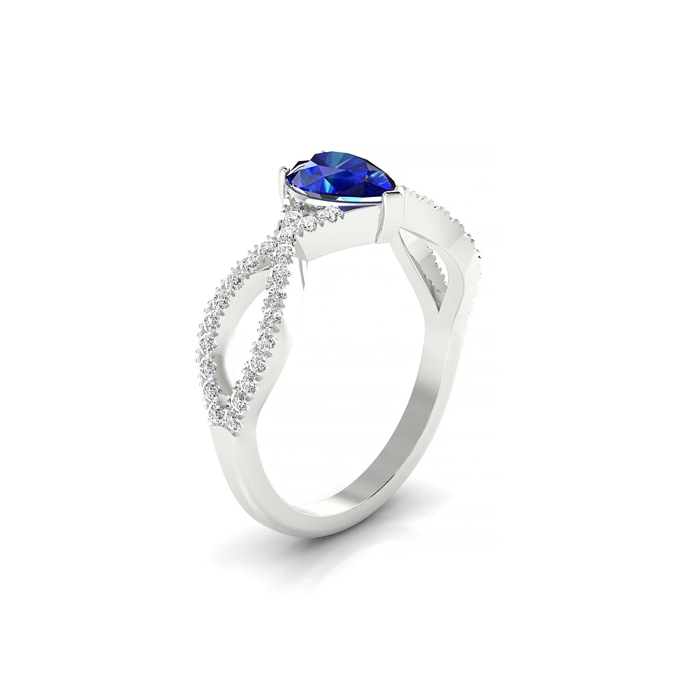 Haze | 18k White Gold 7 x 5 mm Pear Sapphire Ring