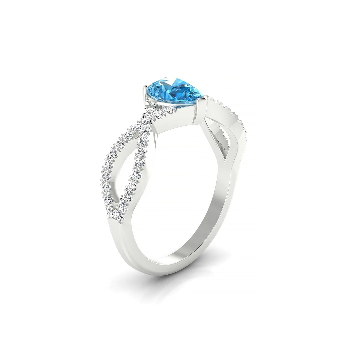 Haze | 18k White Gold 7 x 5 mm Pear Topaz Ring
