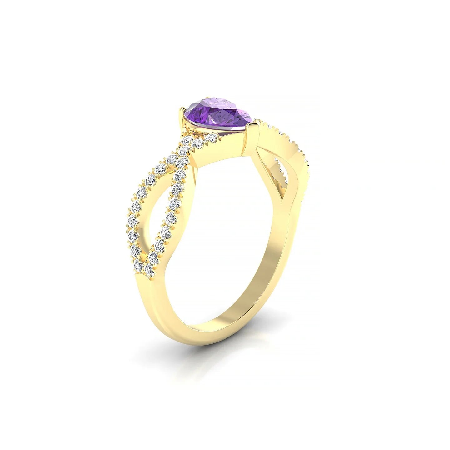 Haze | 18k Yellow Gold 7 x 5 mm Pear Amethyst Ring