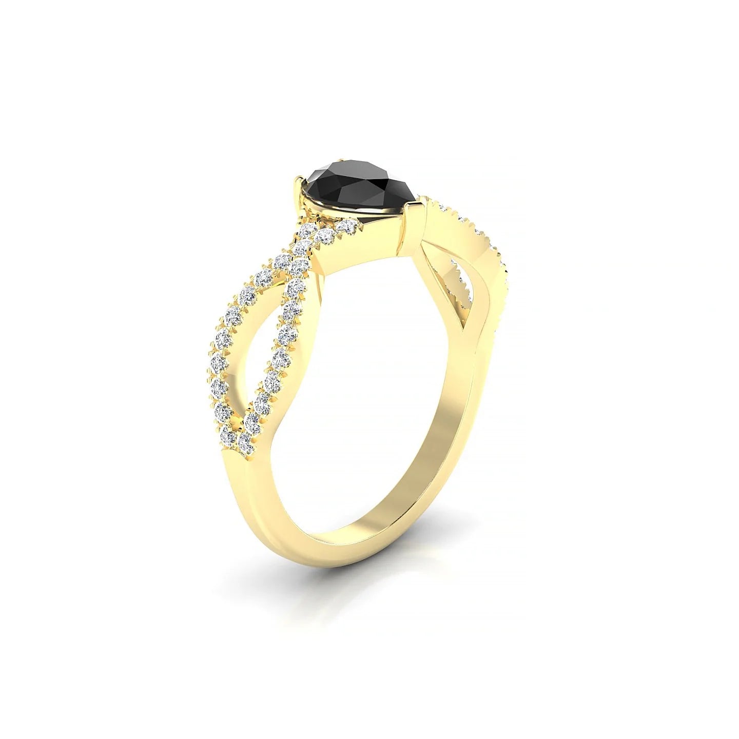Haze | 18k Yellow Gold 7 x 5 mm Pear Black Diamond Ring