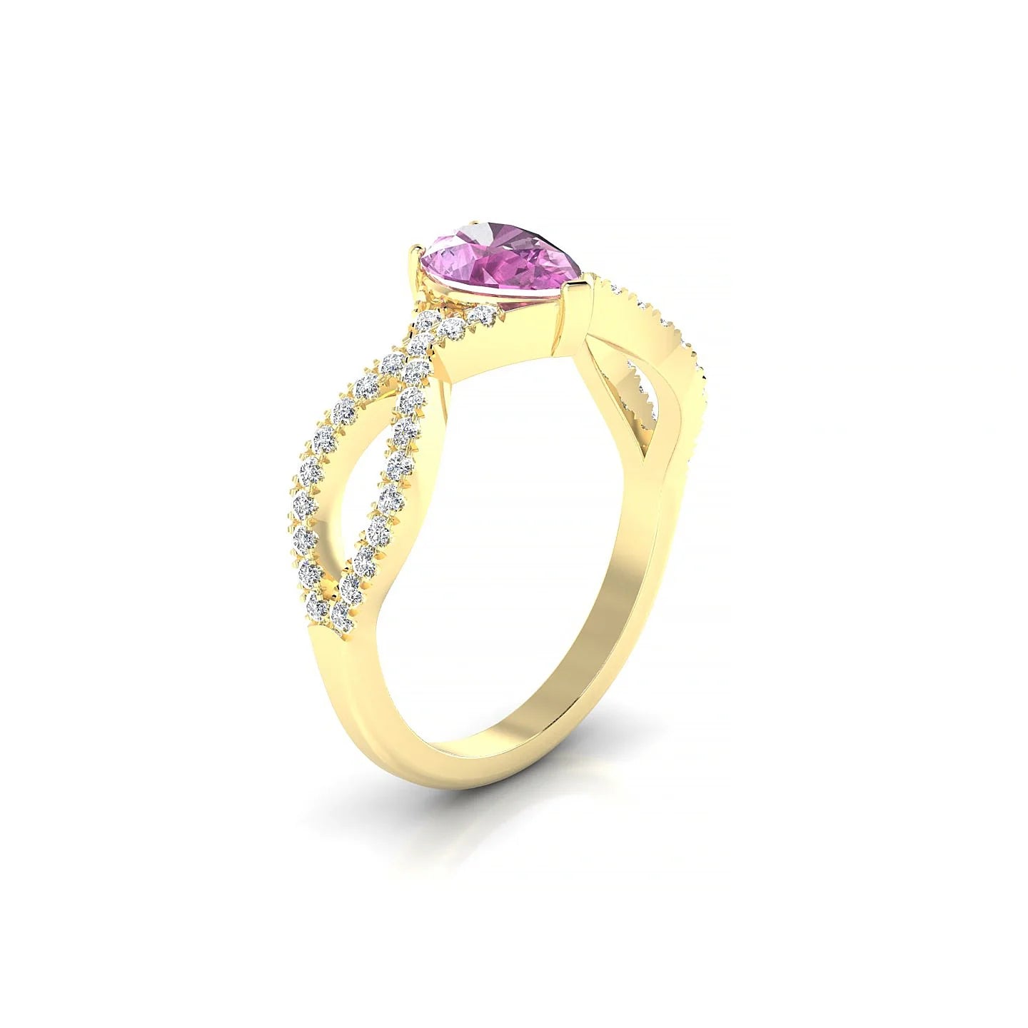 Haze | 18k Yellow Gold 7 x 5 mm Pear Pink Sapphire Ring