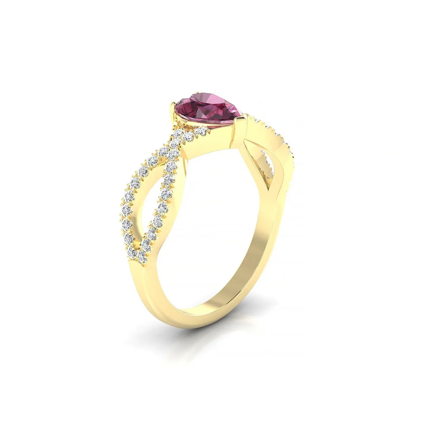 Haze | 18k Yellow Gold 7 x 5 mm Pear Rhodolite Ring