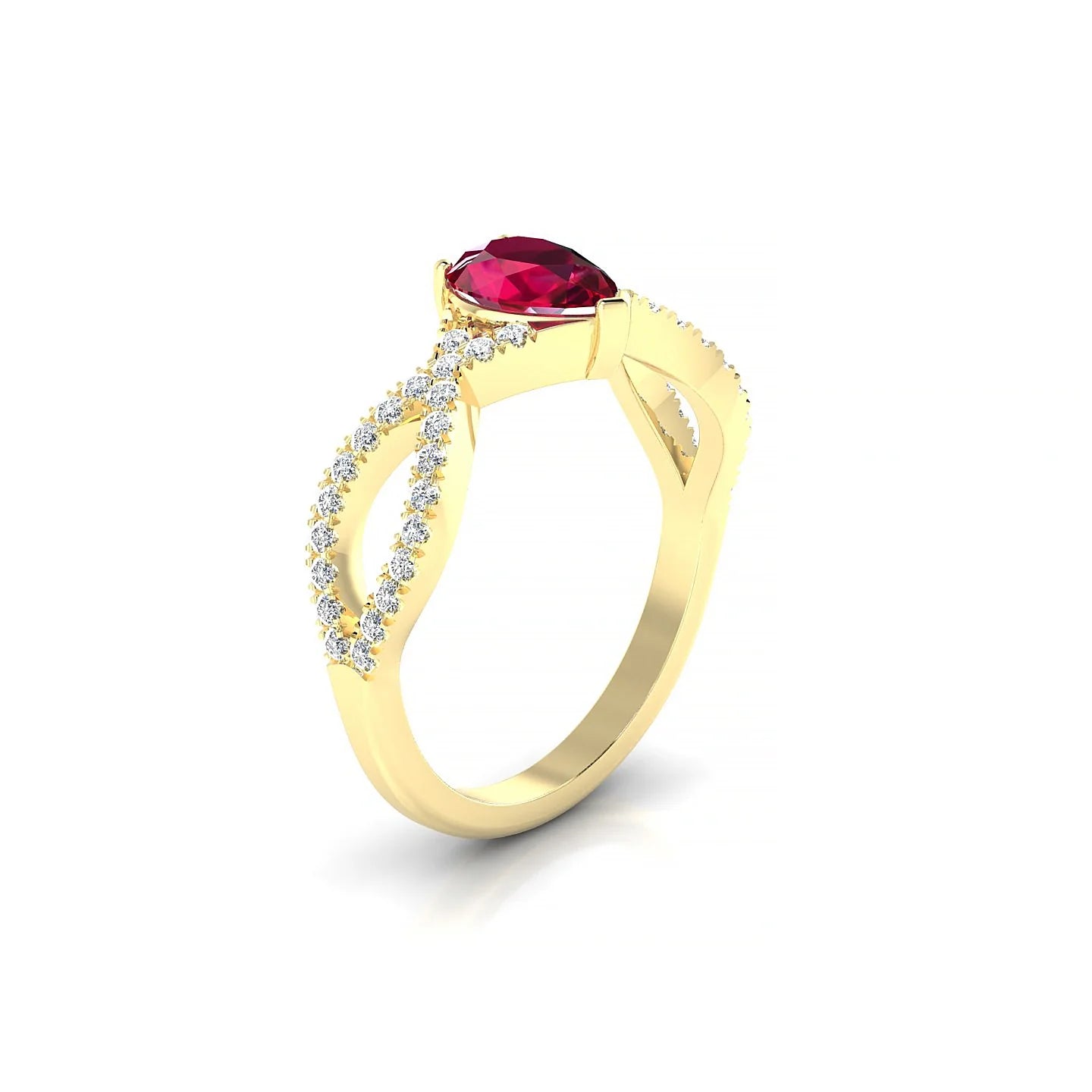 Haze | 18k Yellow Gold 7 x 5 mm Pear Ruby Ring
