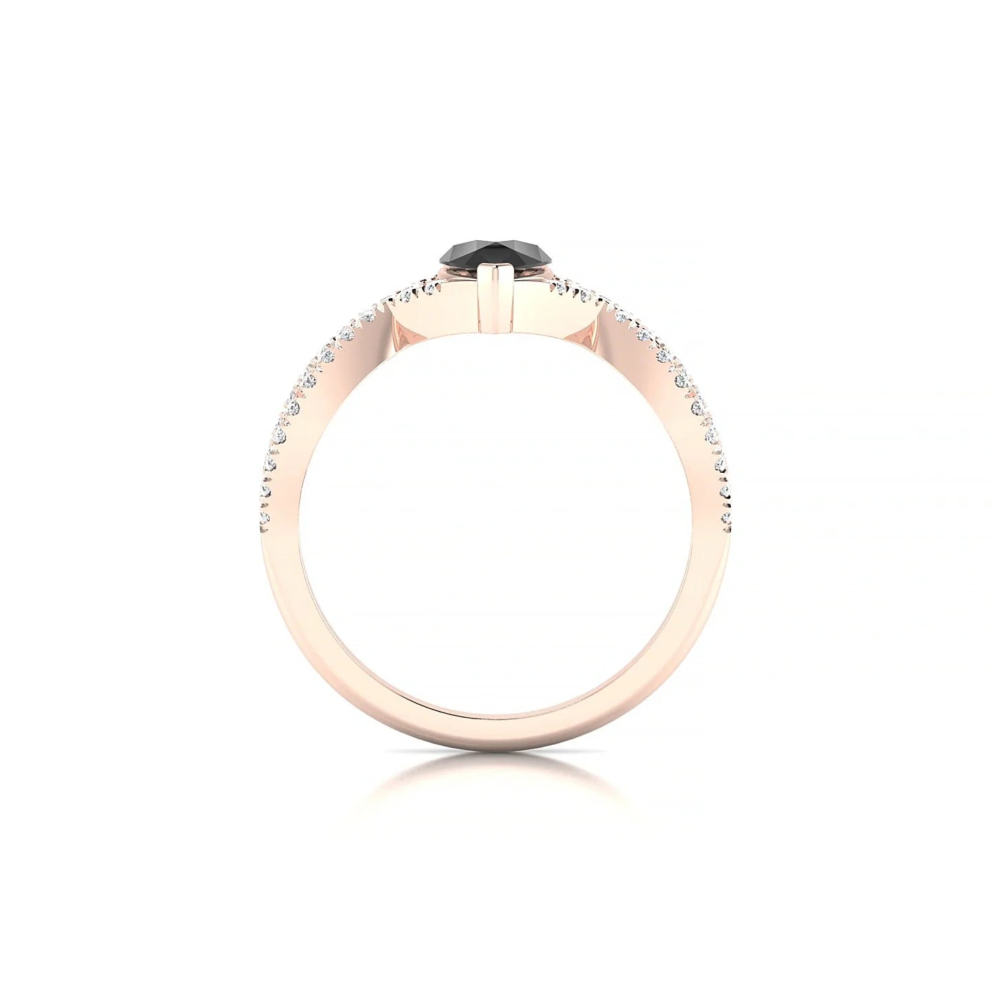 Haze | 18k Rose Gold 7 x 5 mm Pear Black Diamond Ring
