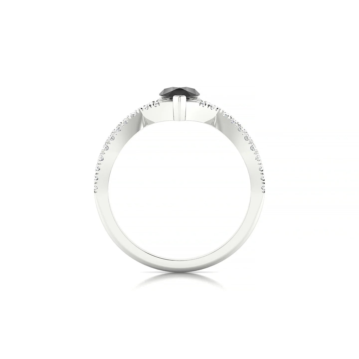 Haze | 18k White Gold 7 x 5 mm Pear Black Diamond Ring