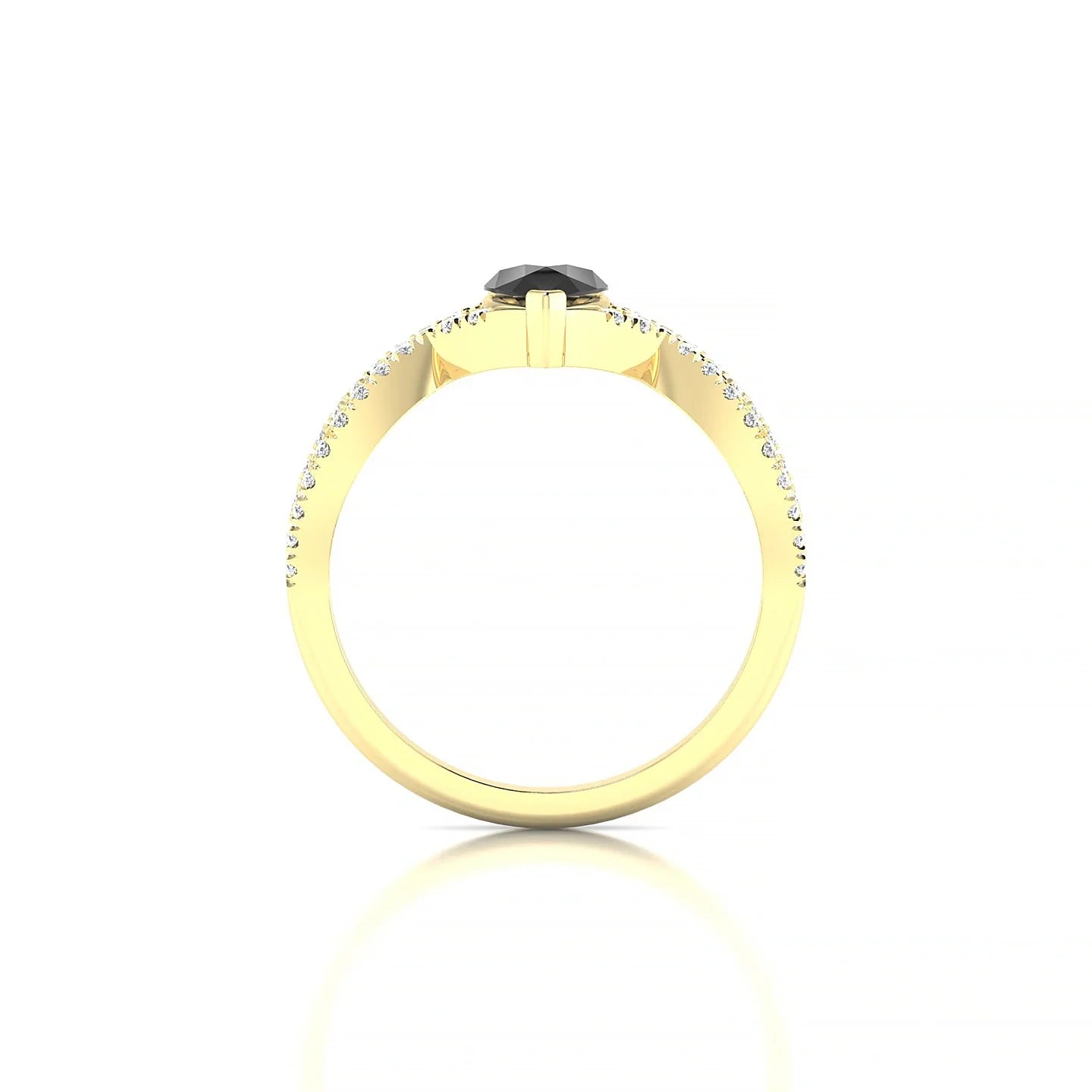 Haze | 18k Yellow Gold 7 x 5 mm Pear Black Diamond Ring