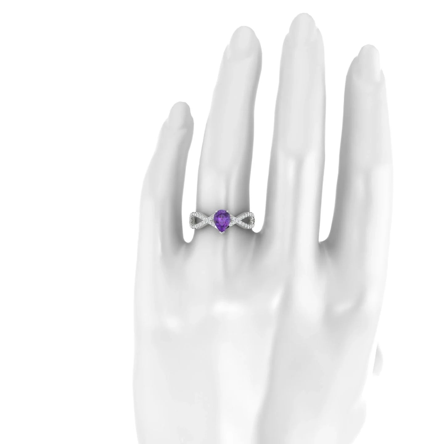 Haze | 18k White Gold 7 x 5 mm Pear Amethyst Ring