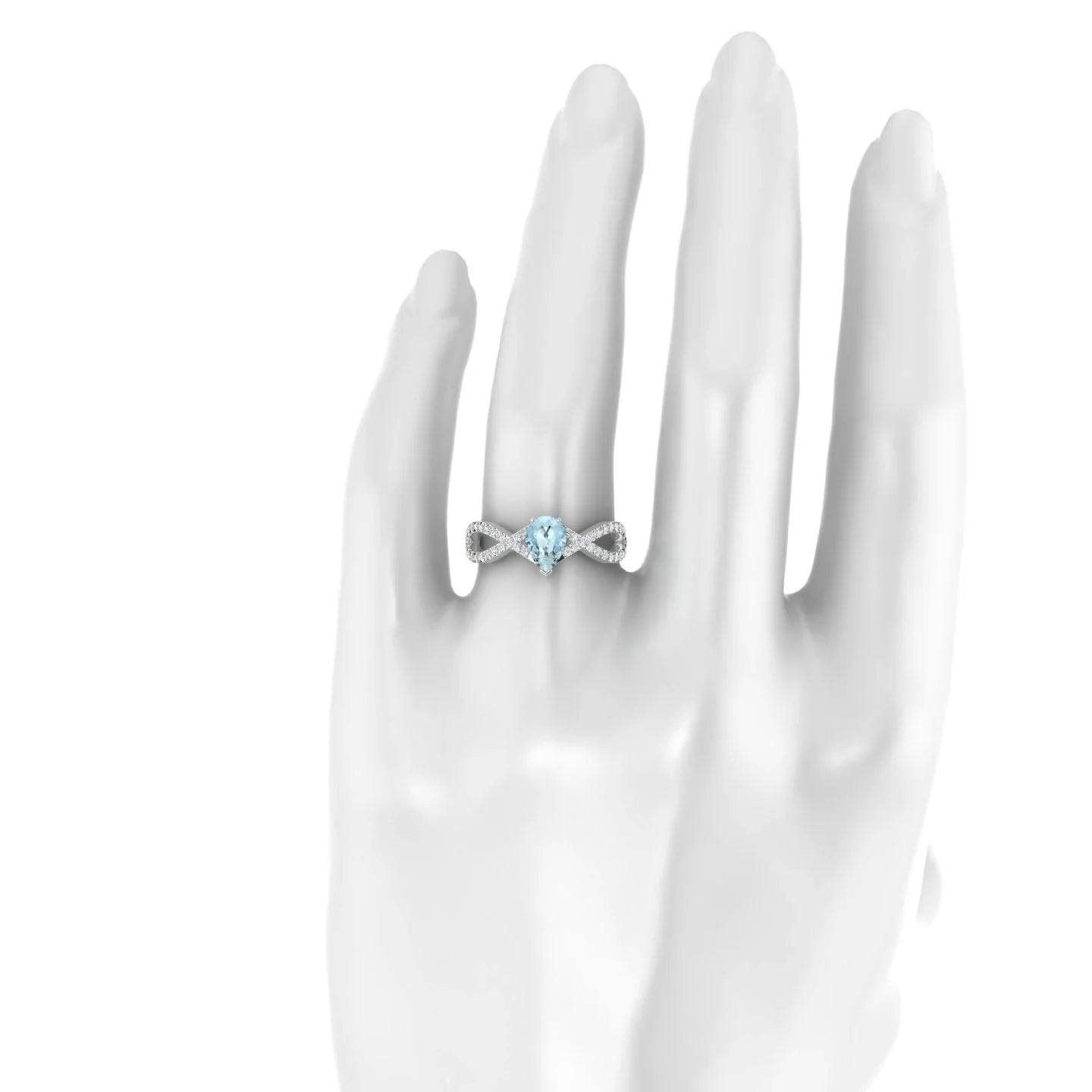 Haze | 18k White Gold 7 x 5 mm Pear Aquamarine Ring