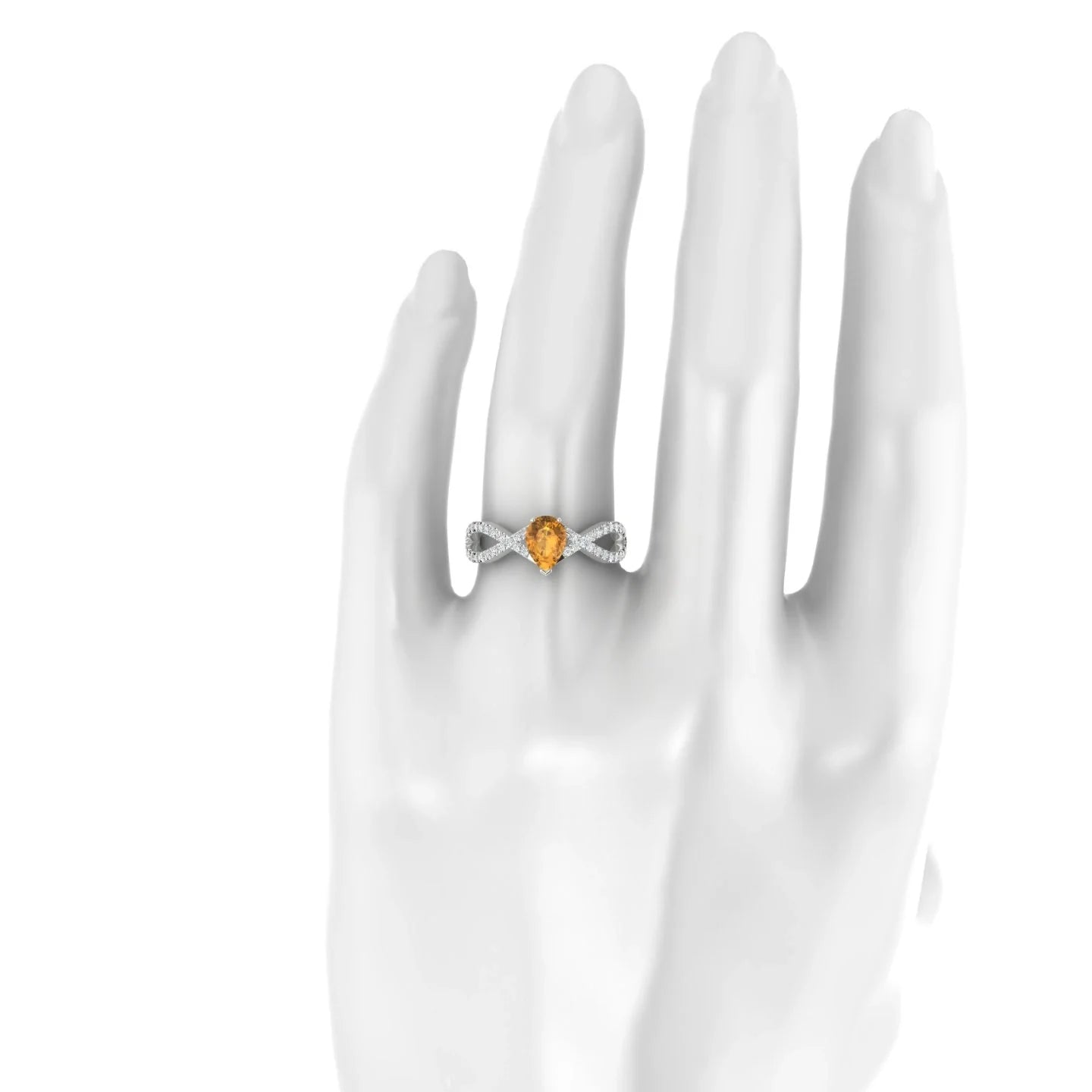Haze | 18k White Gold 7 x 5 mm Pear Citrine Ring