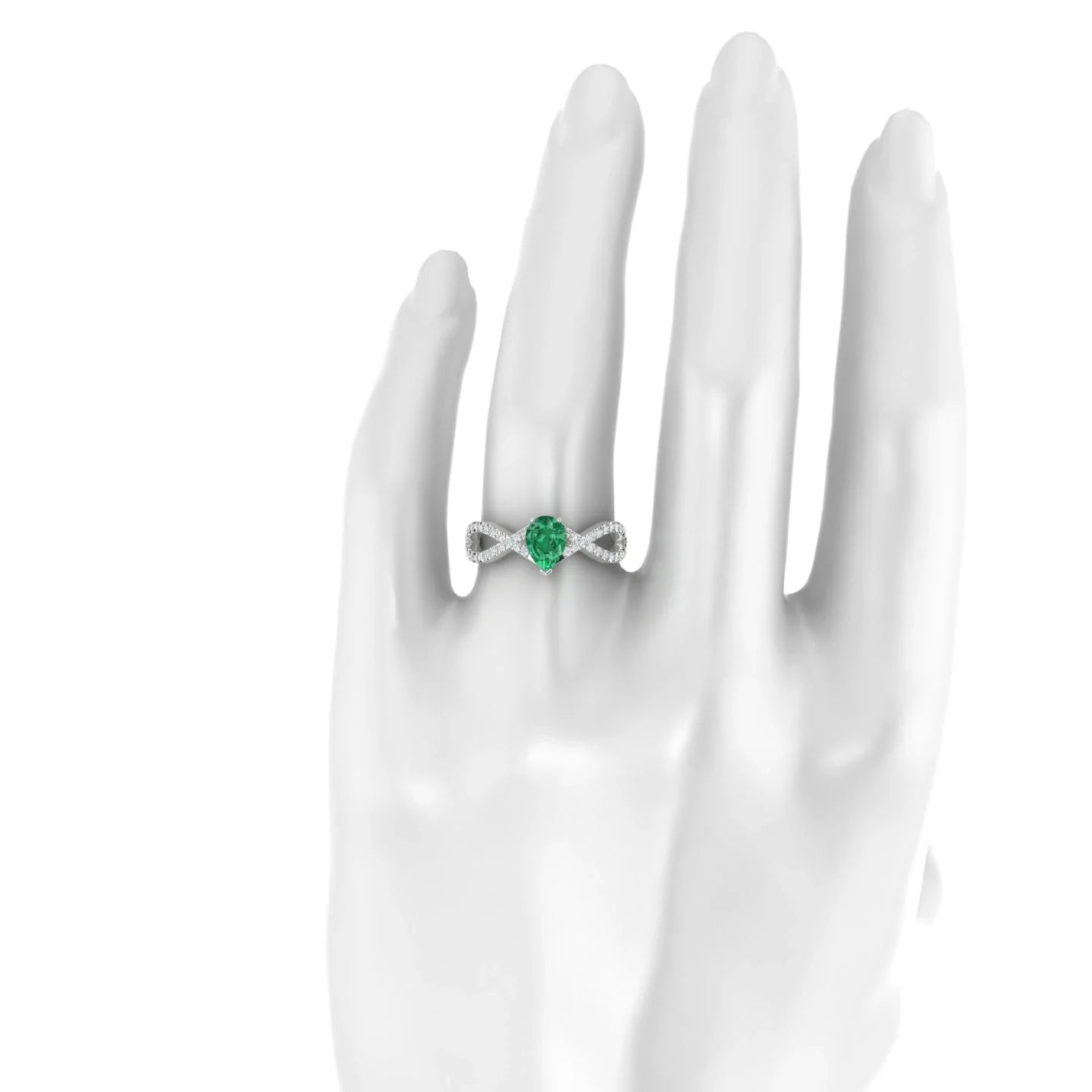 Haze | 18k White Gold 7 x 5 mm Pear Emerald Ring