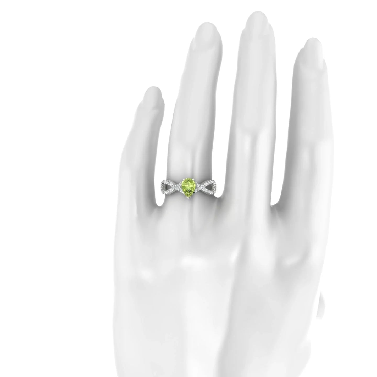 Haze | 18k White Gold 7 x 5 mm Pear Peridot Ring