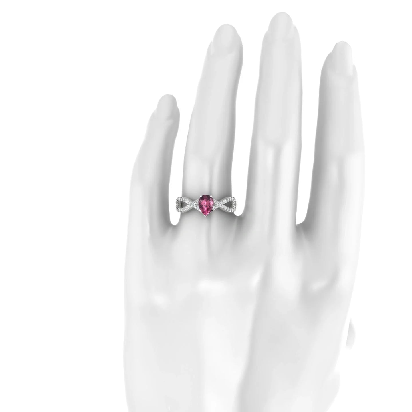 Haze | 18k White Gold 7 x 5 mm Pear Rhodolite Ring
