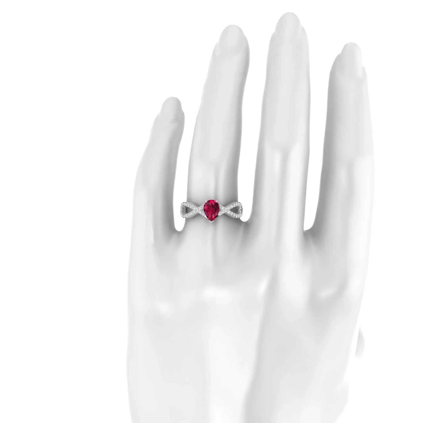 Haze | 18k White Gold 7 x 5 mm Pear Ruby Ring