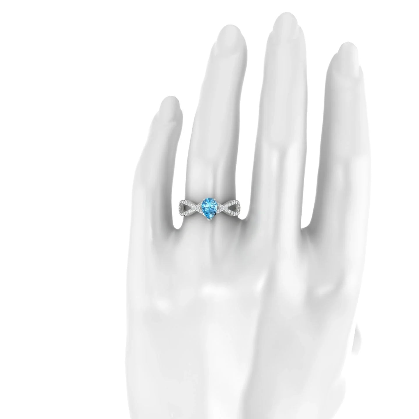 Haze | 18k White Gold 7 x 5 mm Pear Topaz Ring