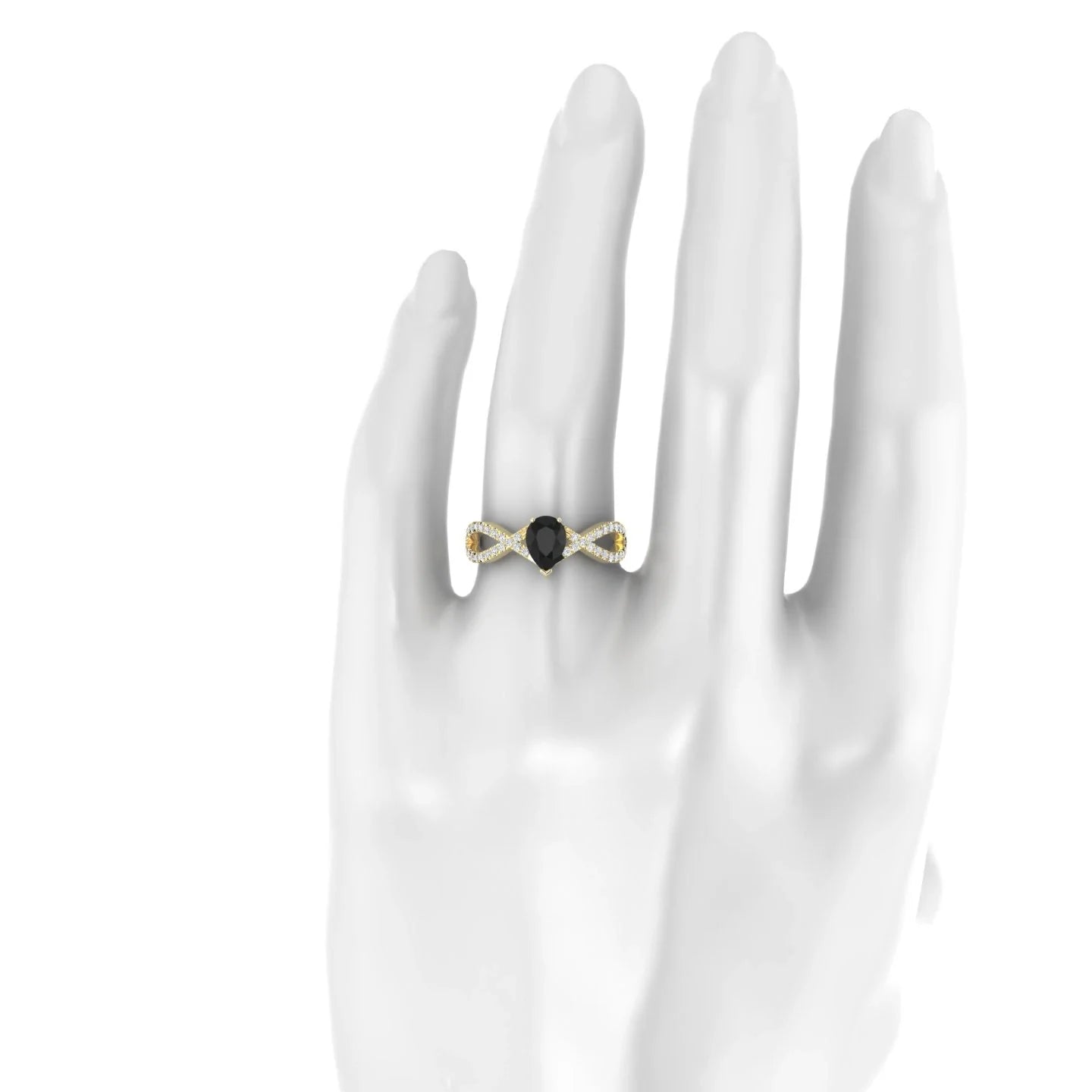 Haze | 18k Yellow Gold 7 x 5 mm Pear Black Diamond Ring