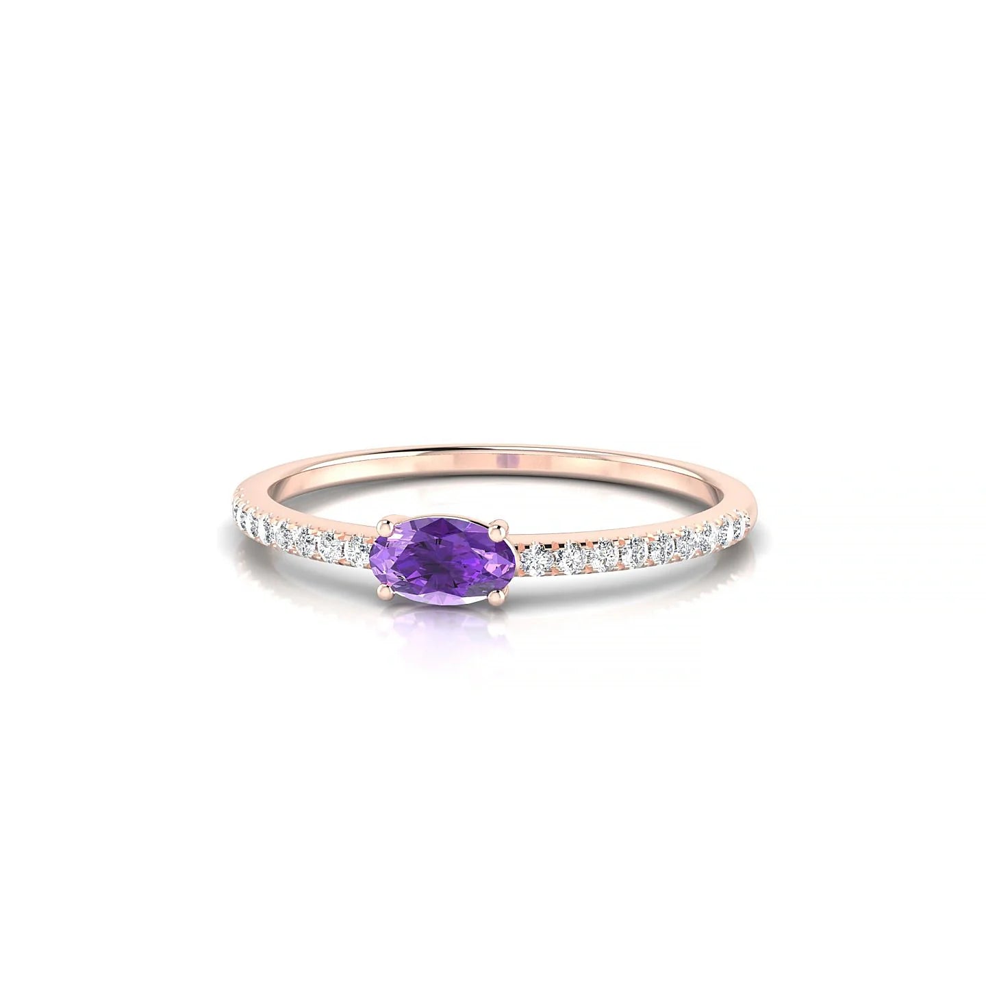 Horizon | 18k Rose Gold 5 x 3 mm Oval Amethyst Ring
