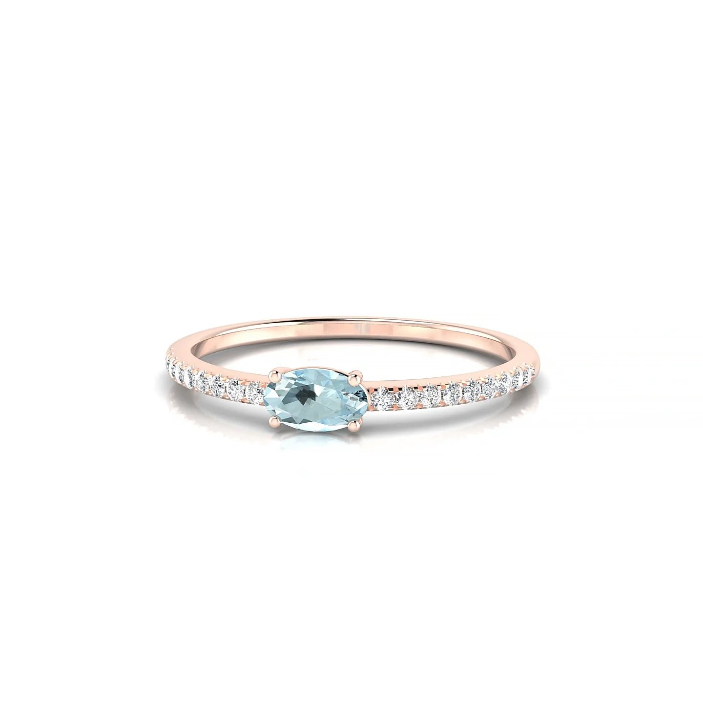 Horizon | 18k Rose Gold 5 x 3 mm Oval Aquamarine Ring