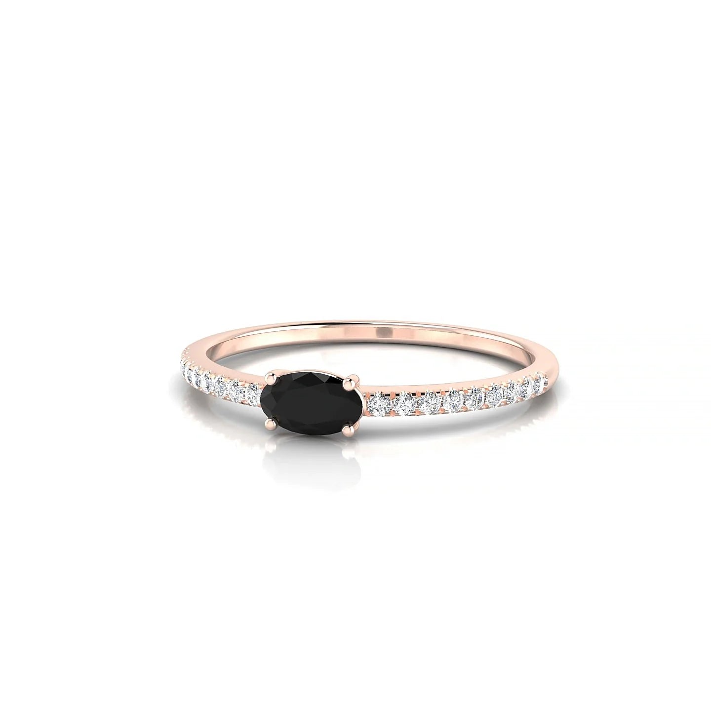 Horizon | 18k Rose Gold 5 x 3 mm Oval Black Diamond Ring