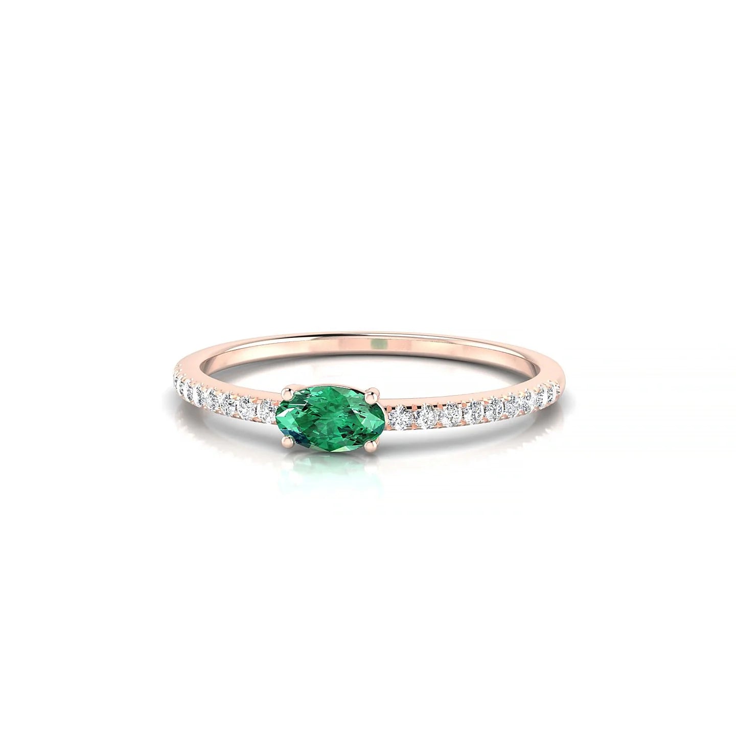 Horizon | 18k Rose Gold 5 x 3 mm Oval Emerald Ring