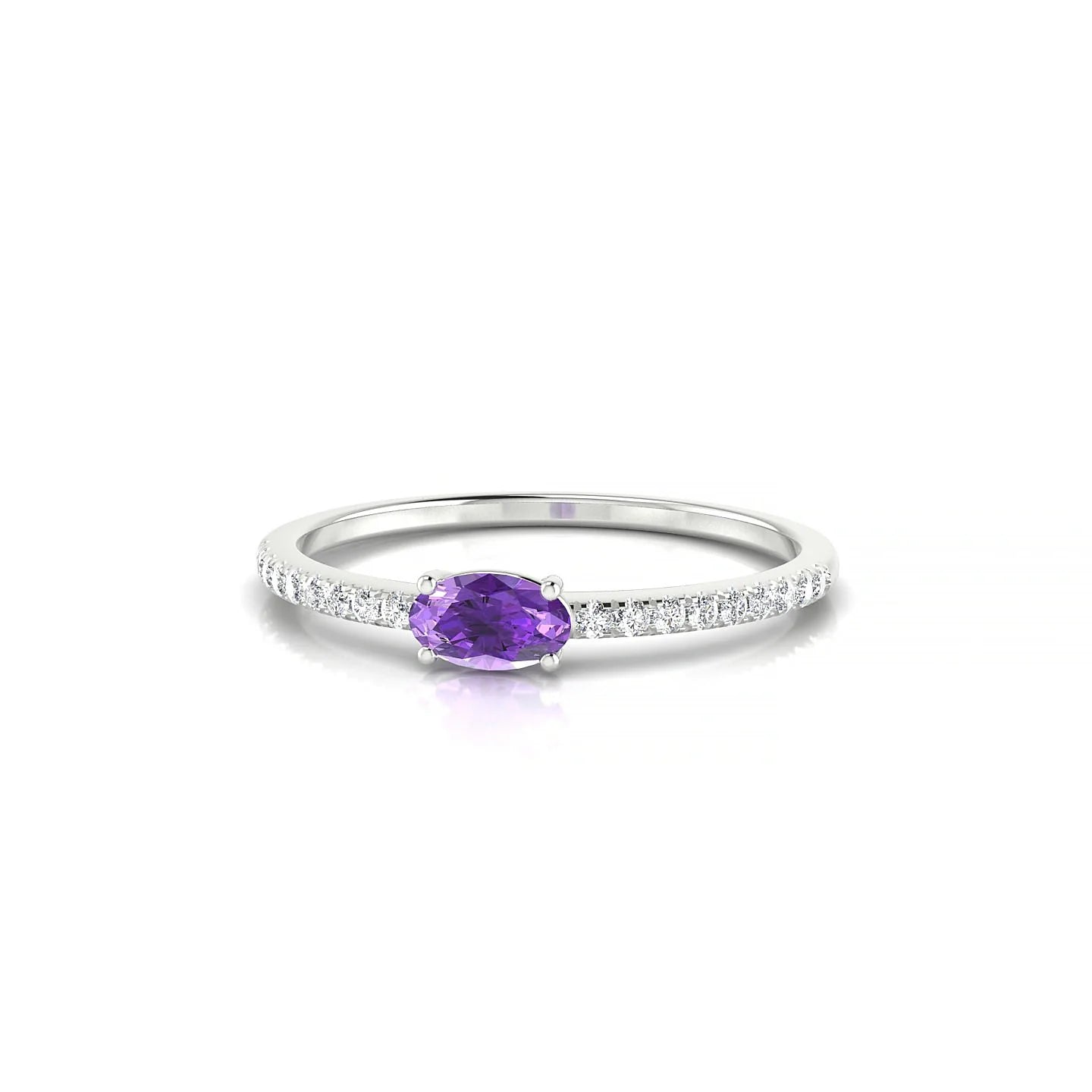 Horizon | 18k White Gold 5 x 3 mm Oval Amethyst Ring