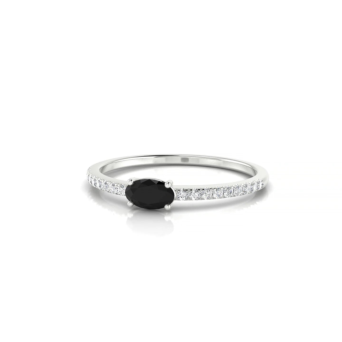 Horizon | 18k White Gold 5 x 3 mm Oval Black Diamond Ring