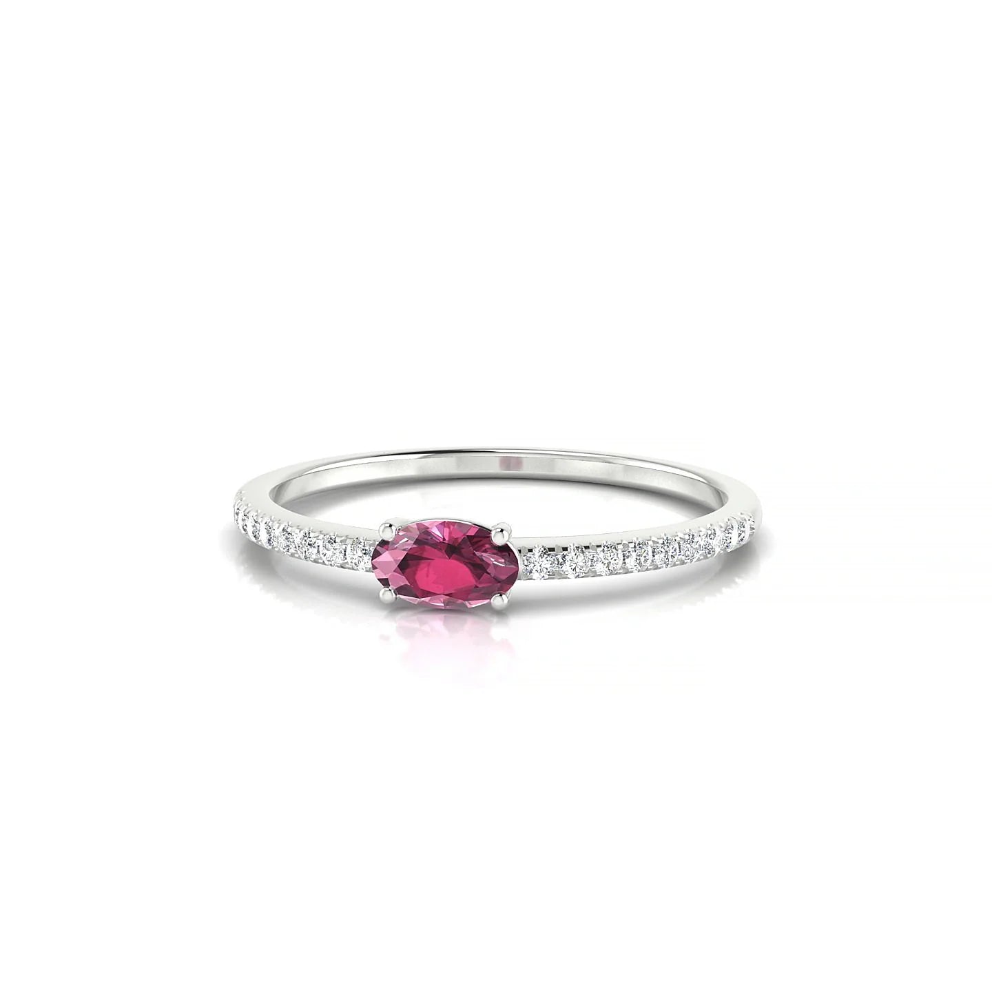 Horizon | 18k White Gold 5 x 3 mm Oval Rhodolite Ring
