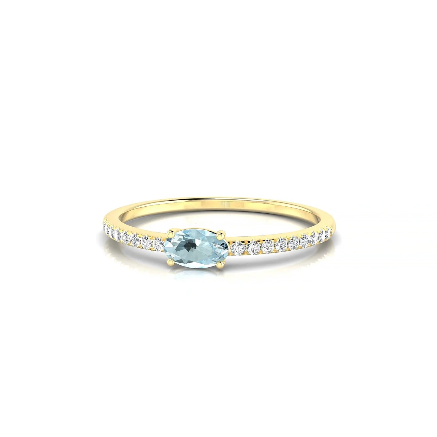 Horizon | 18k Yellow Gold 5 x 3 mm Oval Aquamarine Ring