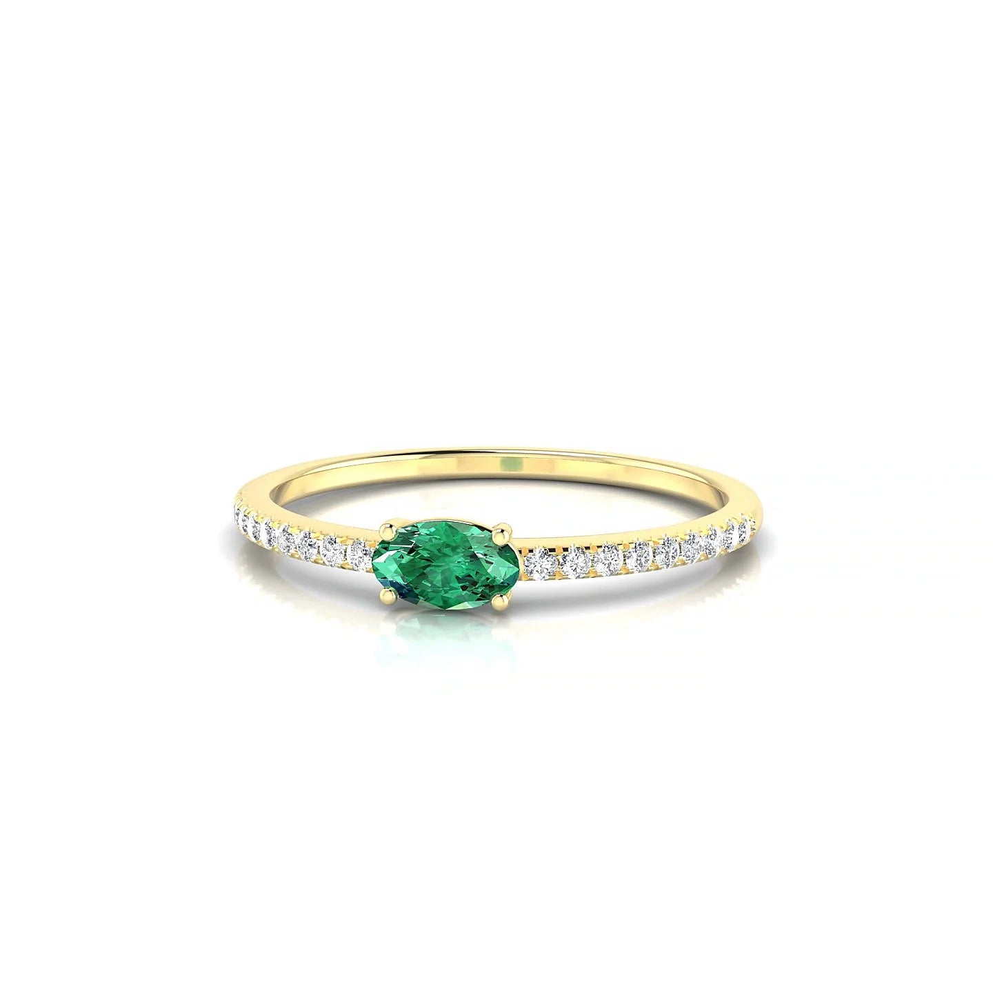 Horizon | 18k Yellow Gold 5 x 3 mm Oval Emerald Ring