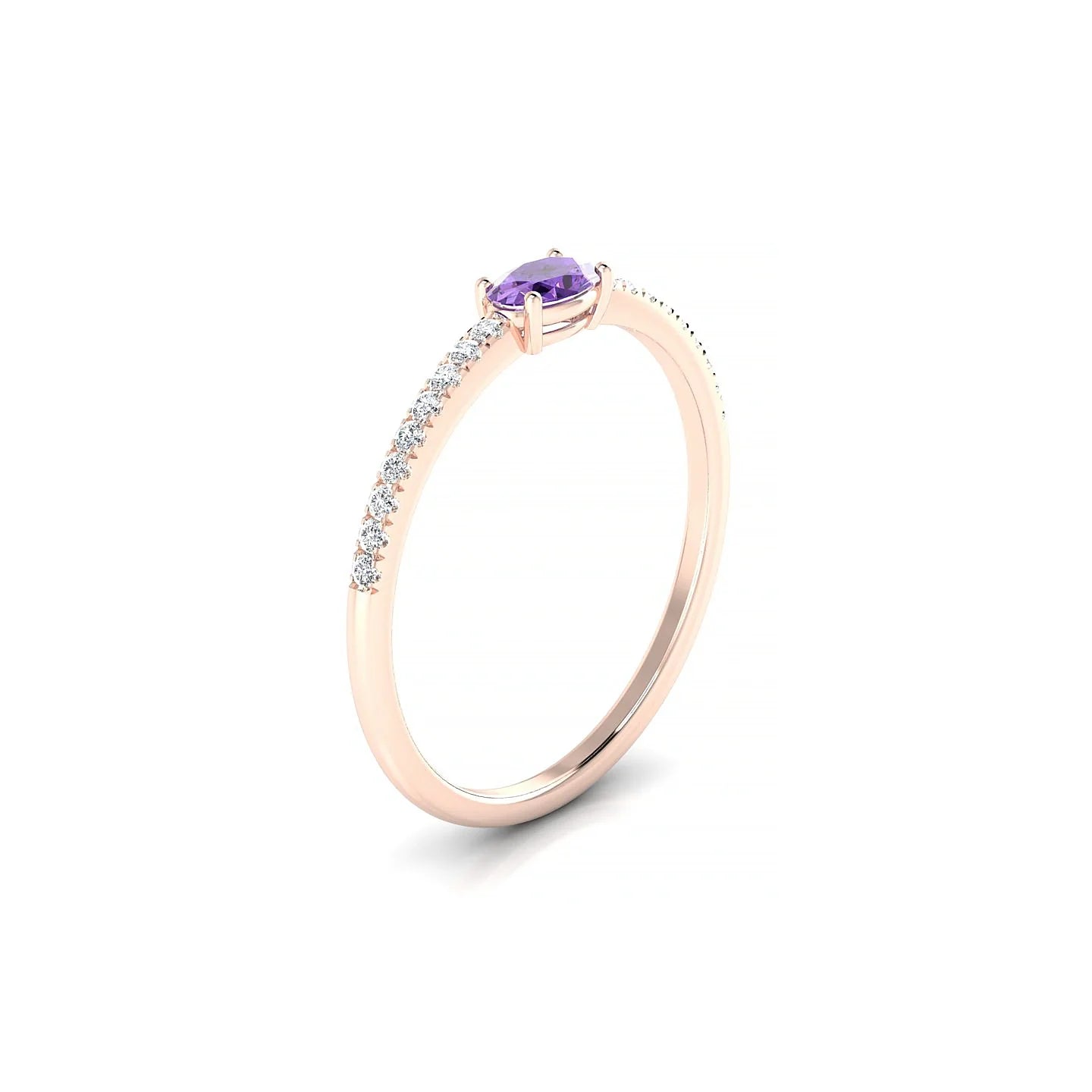 Horizon | 18k Rose Gold 5 x 3 mm Oval Amethyst Ring