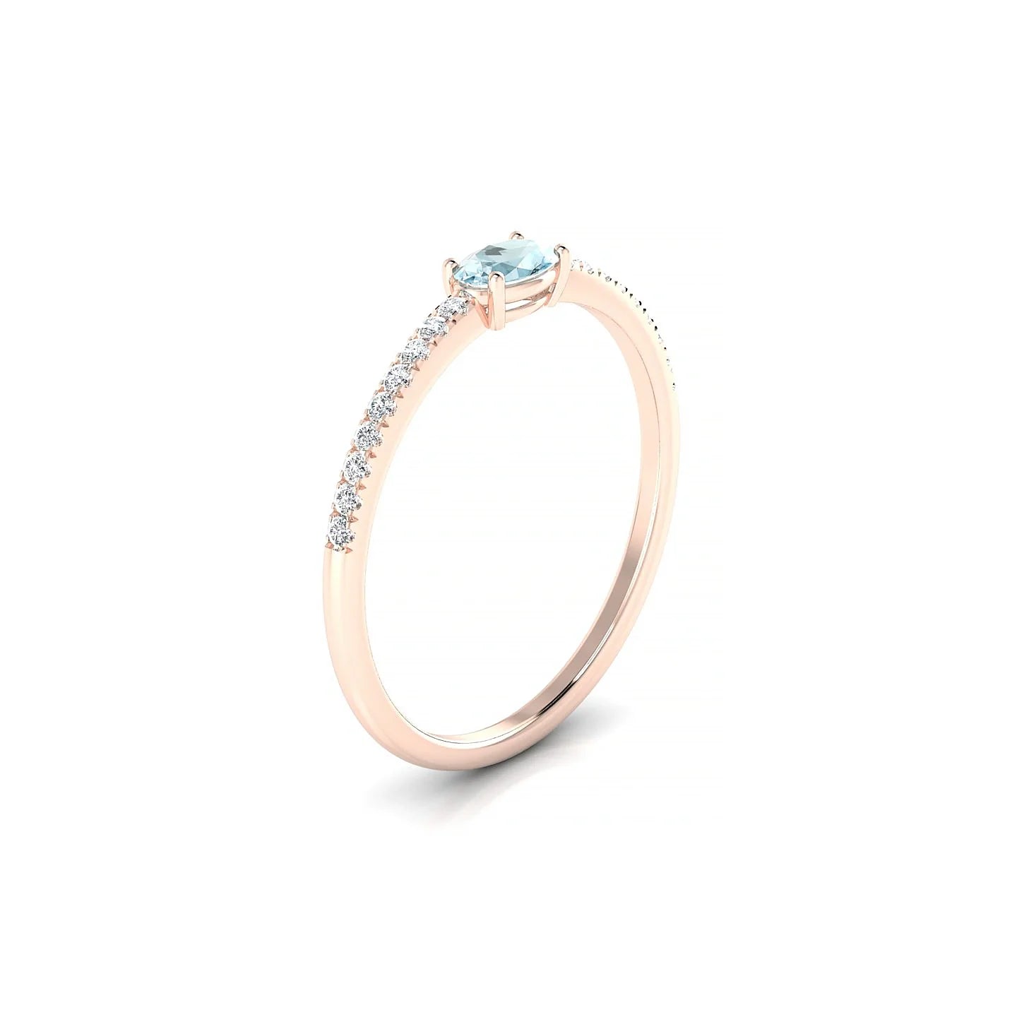 Horizon | 18k Rose Gold 5 x 3 mm Oval Aquamarine Ring
