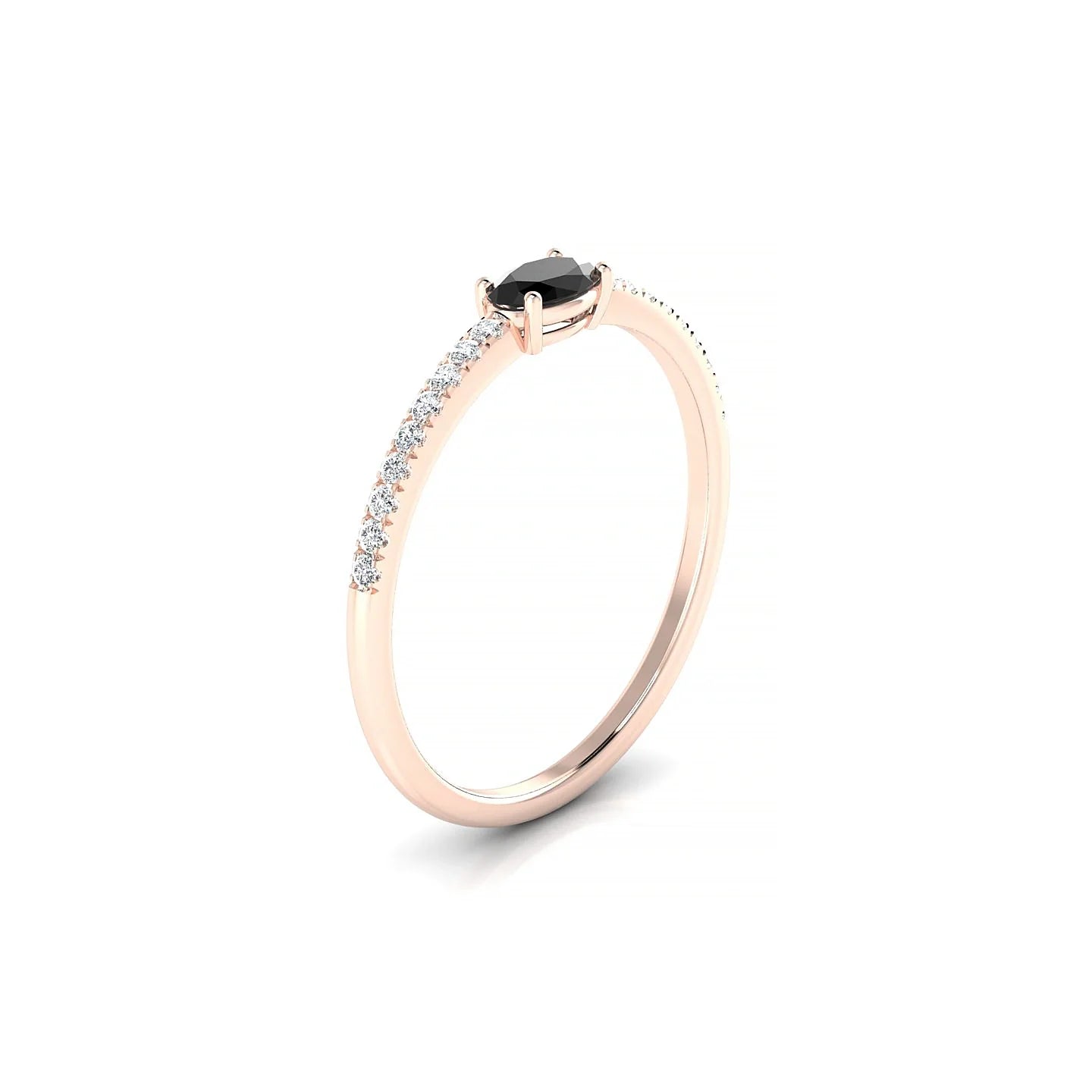 Horizon | 18k Rose Gold 5 x 3 mm Oval Black Diamond Ring