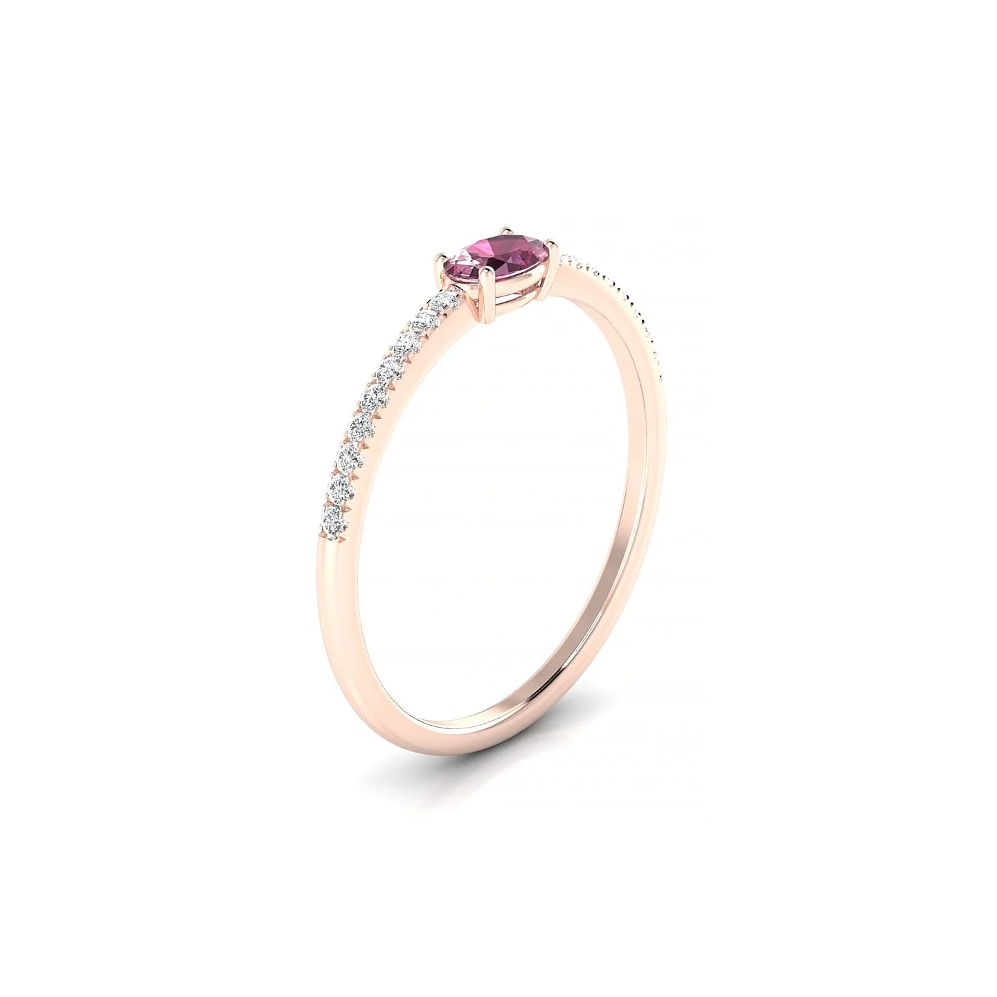 Horizon | 18k Rose Gold 5 x 3 mm Oval Rhodolite Ring