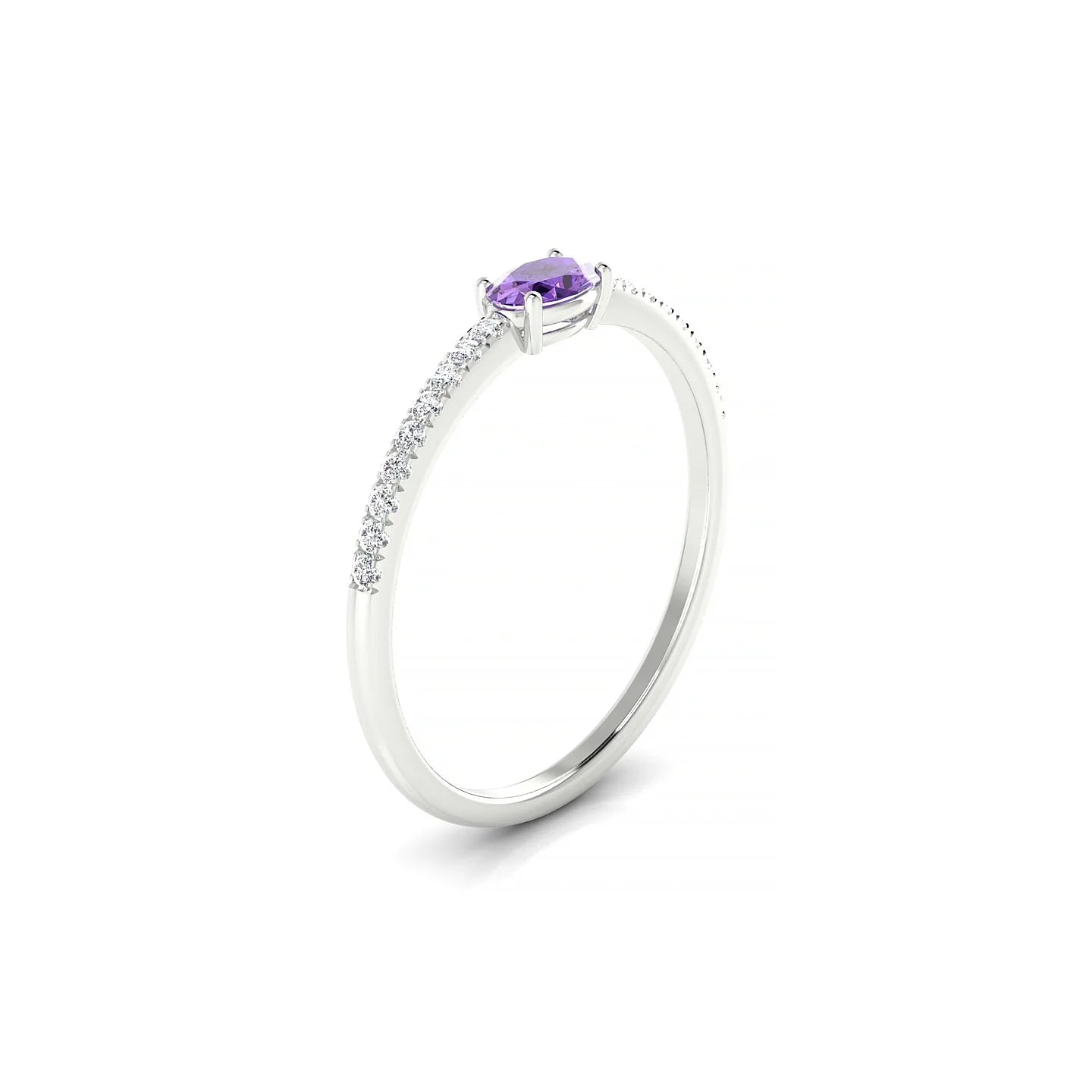 Horizon | 18k White Gold 5 x 3 mm Oval Amethyst Ring