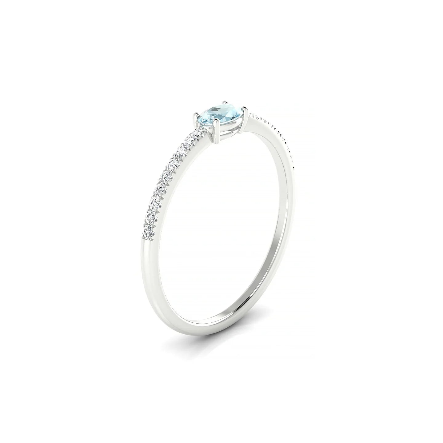 Horizon | 18k White Gold 5 x 3 mm Oval Aquamarine Ring
